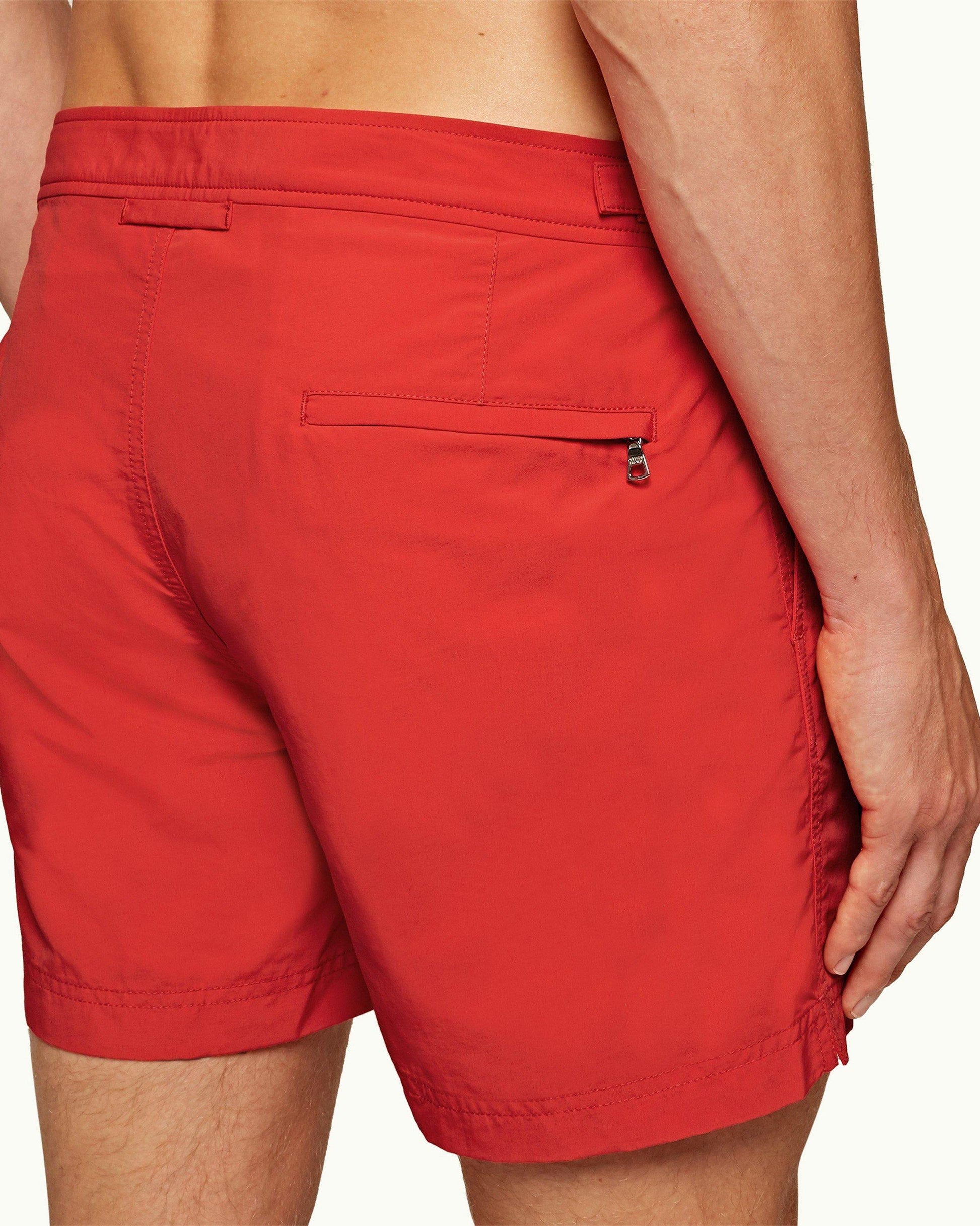 Setter - Mens Rescue Red Shorter-Length Swim Shorts Detail View
