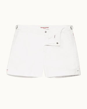 Setter - Mens White Shorter-Length Swim Shorts Front View