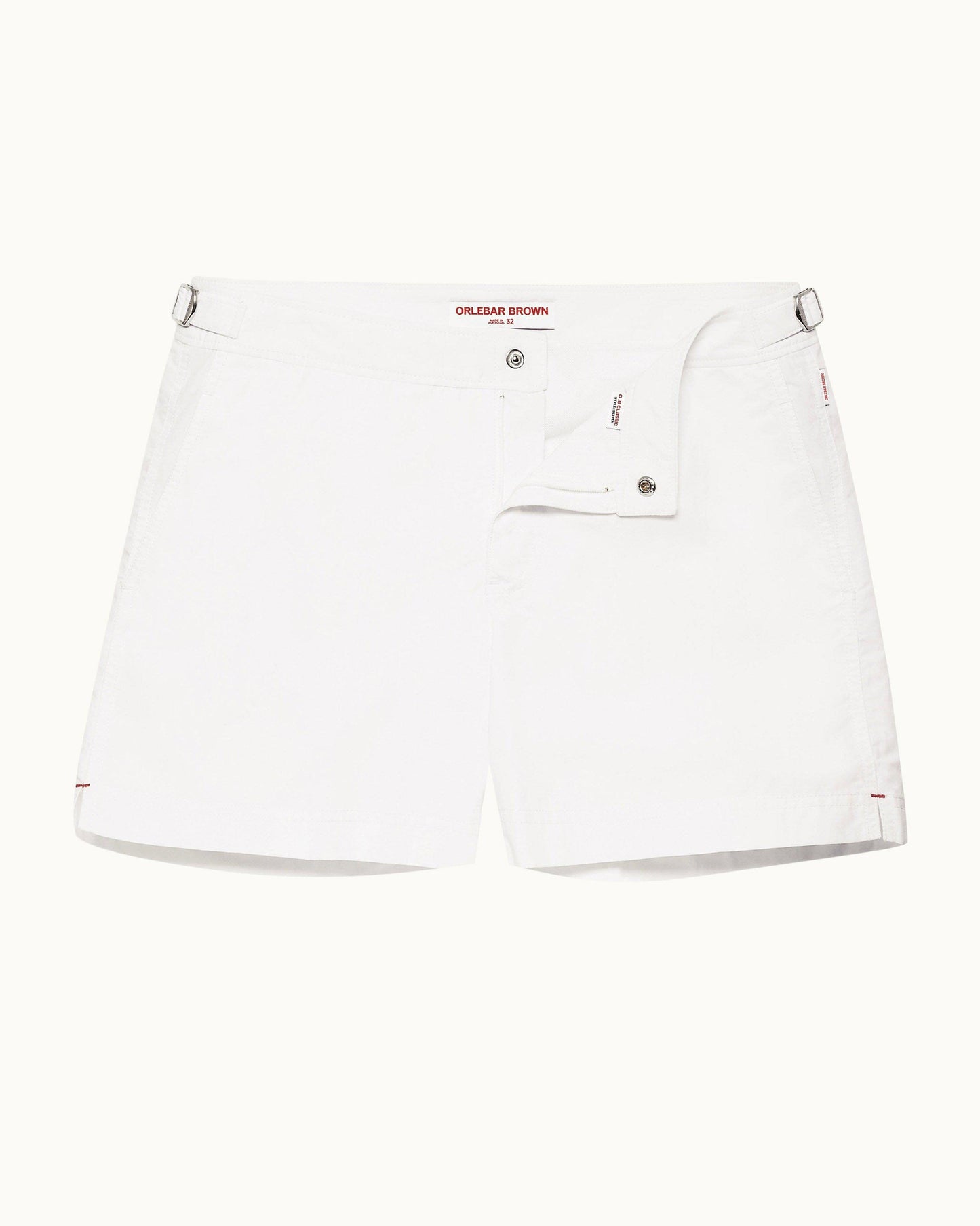 Setter - Mens White Shorter-Length Swim Shorts Front View