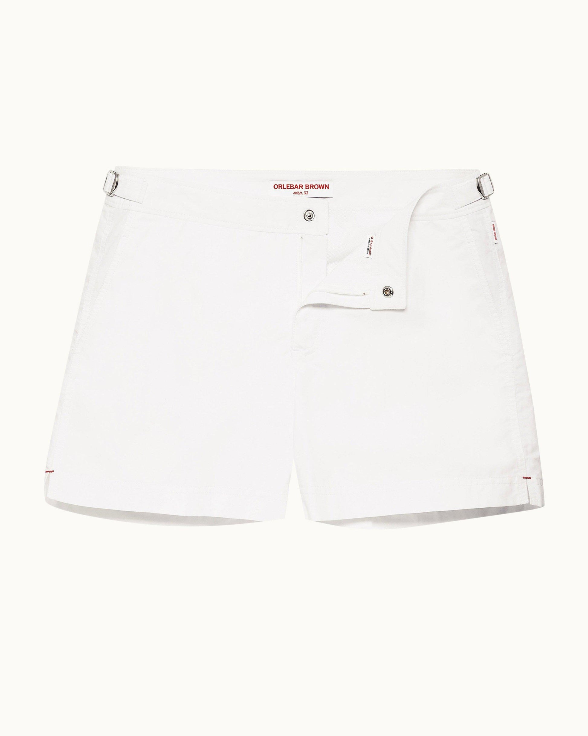 Setter - Mens White Shorter-Length Swim Shorts Front View