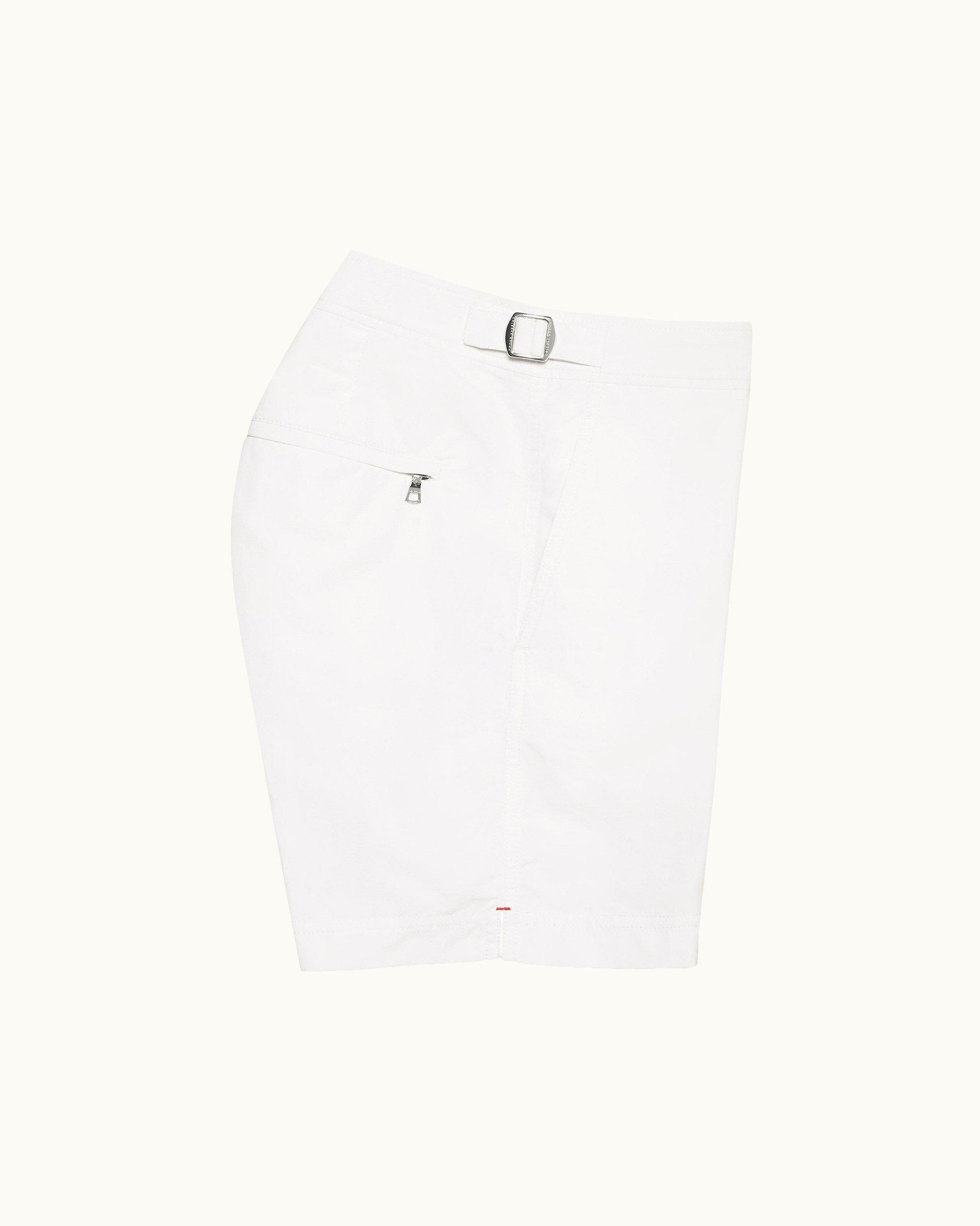 Setter - Mens White Shorter-Length Swim Shorts Side View