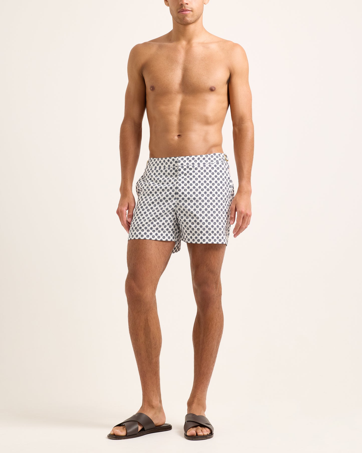 Setter - Shorter Length Swim Shorts in Luminis Print Model Front View