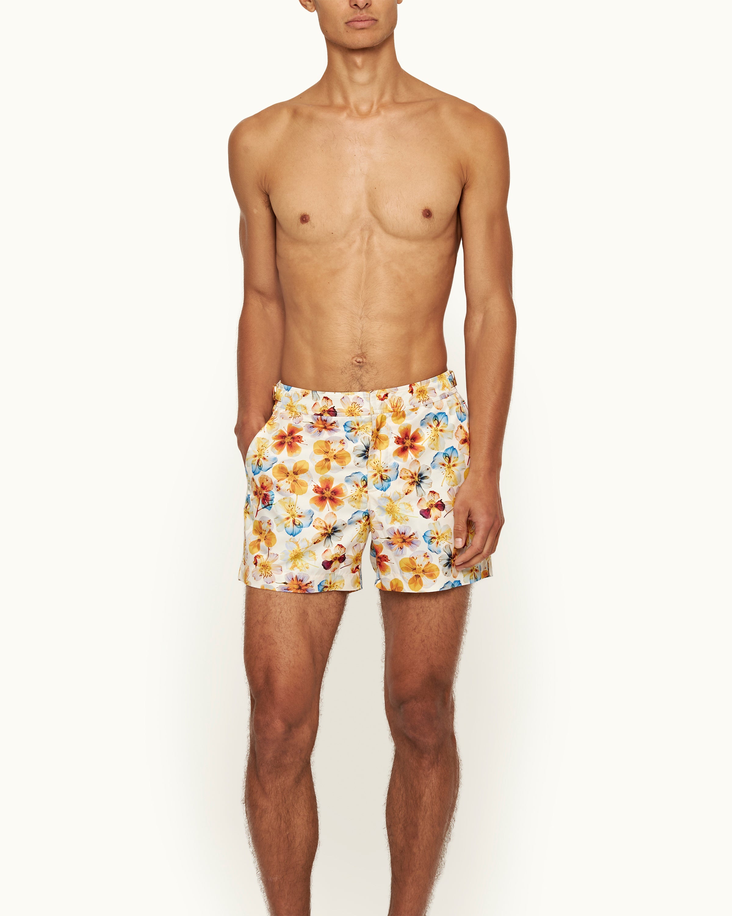 Orlebar Brown Men s Shorter Length Pressed Flower Print Swim Shorts in Multicolour ORLEBAR BROWN