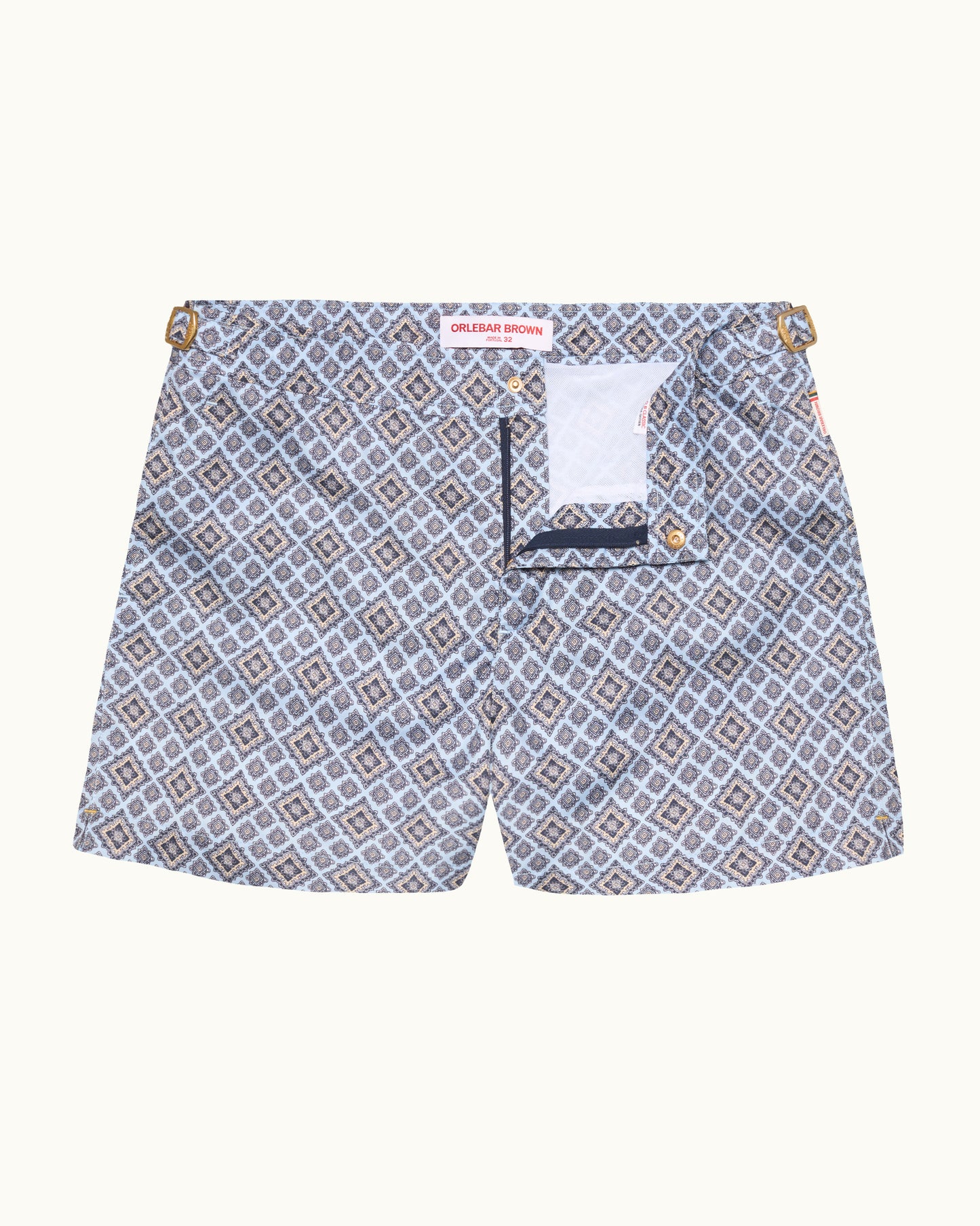 Setter - Shorter-Length Paisley Season Print Swim Shorts in Wave Blue Front View