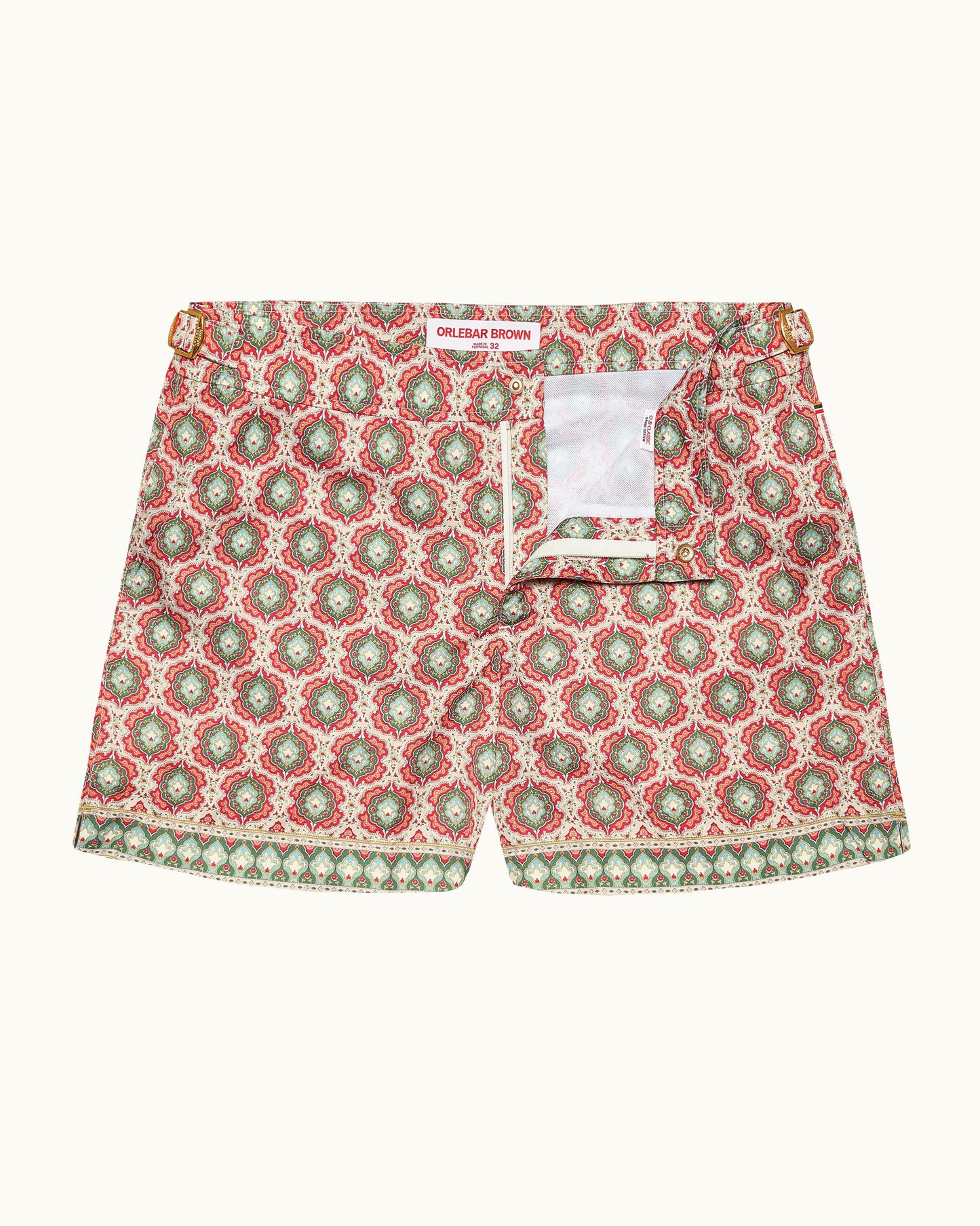 Patterned shorts on a white background