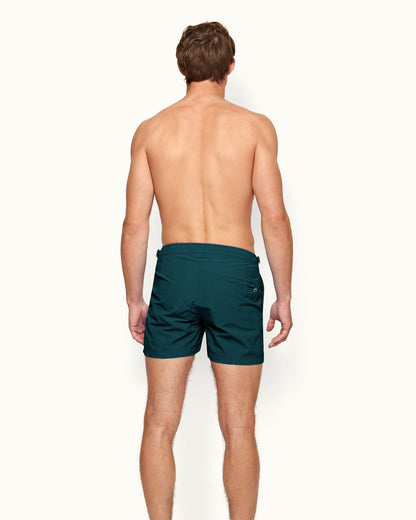 Setter - Shorter-Length Swim Short In Peli Green Model Back
