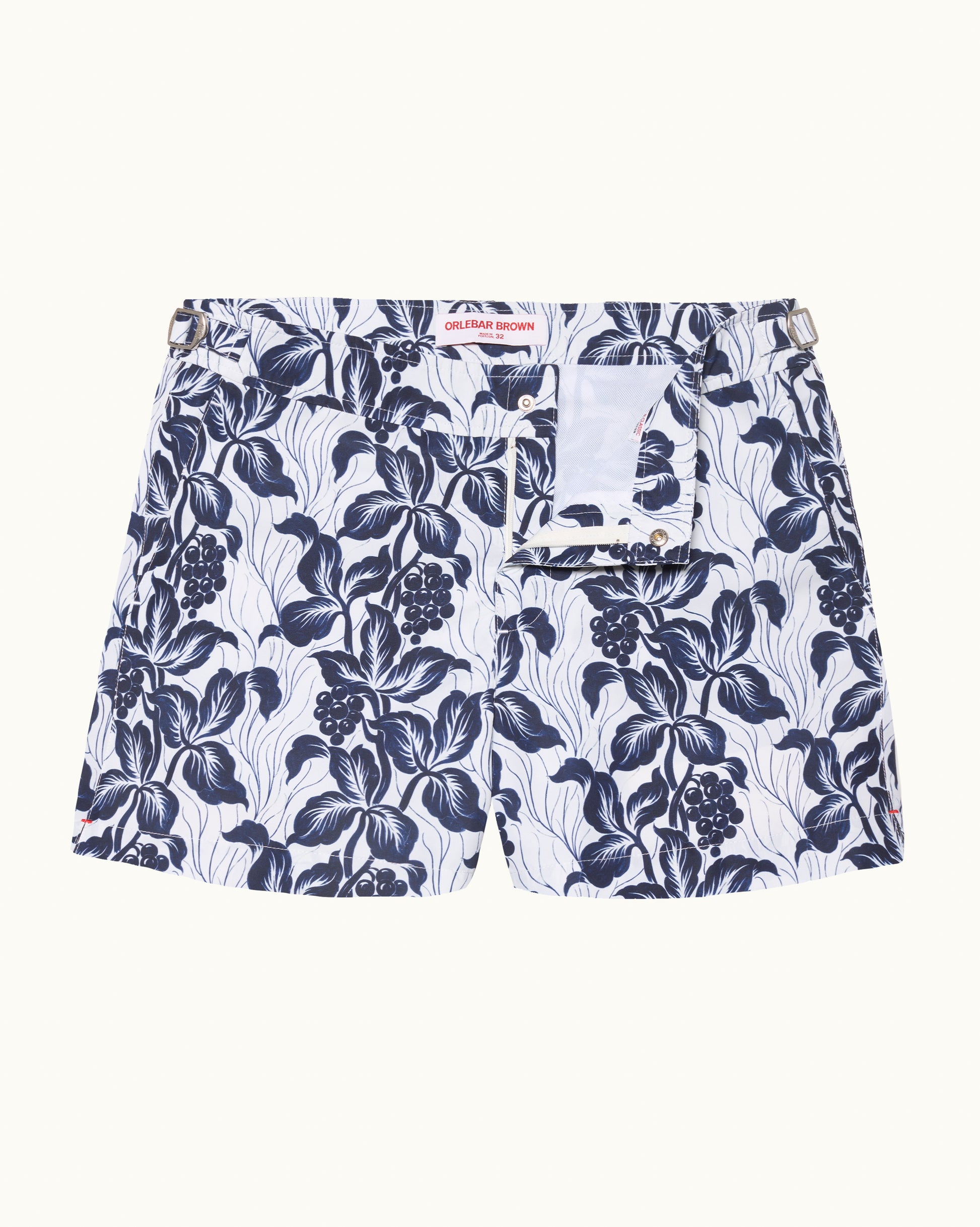 Floral patterned shorts on a white background