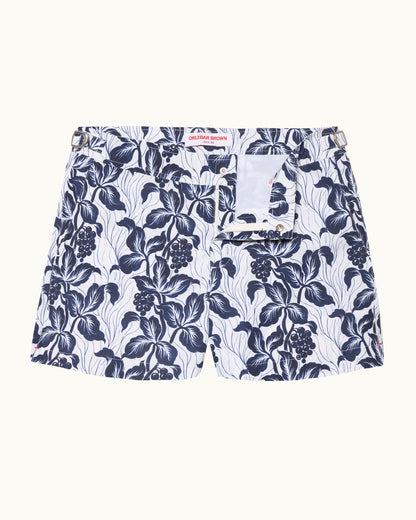 Floral patterned shorts on a white background