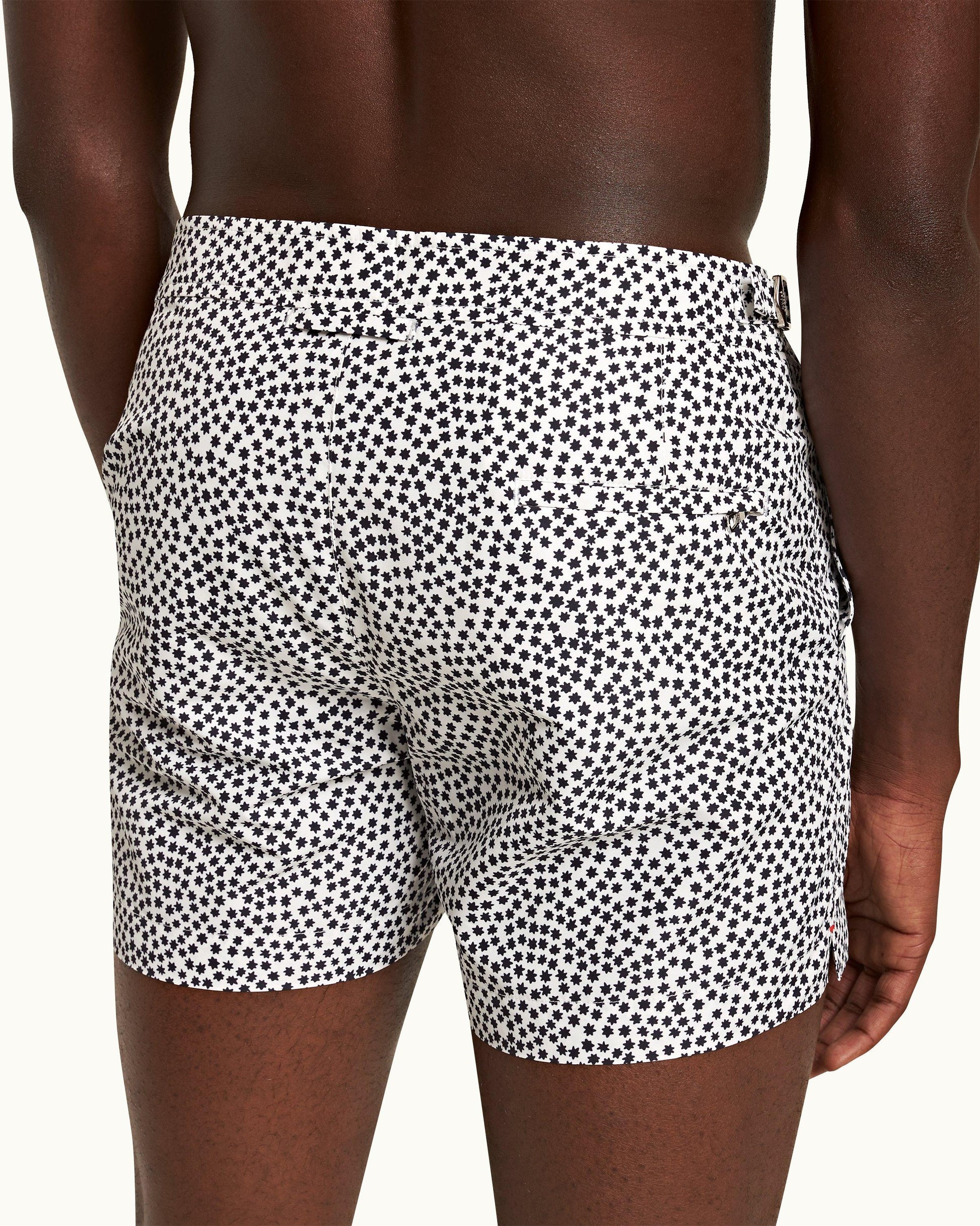 Setter - Mens Star Print Shorter-Length Swim Shorts In Cashew Cashew Detail 2 View