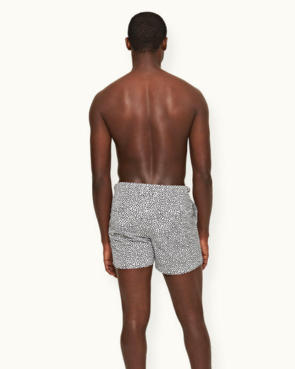 Setter - Mens Star Print Shorter-Length Swim Shorts In Cashew Cashew Back Model View