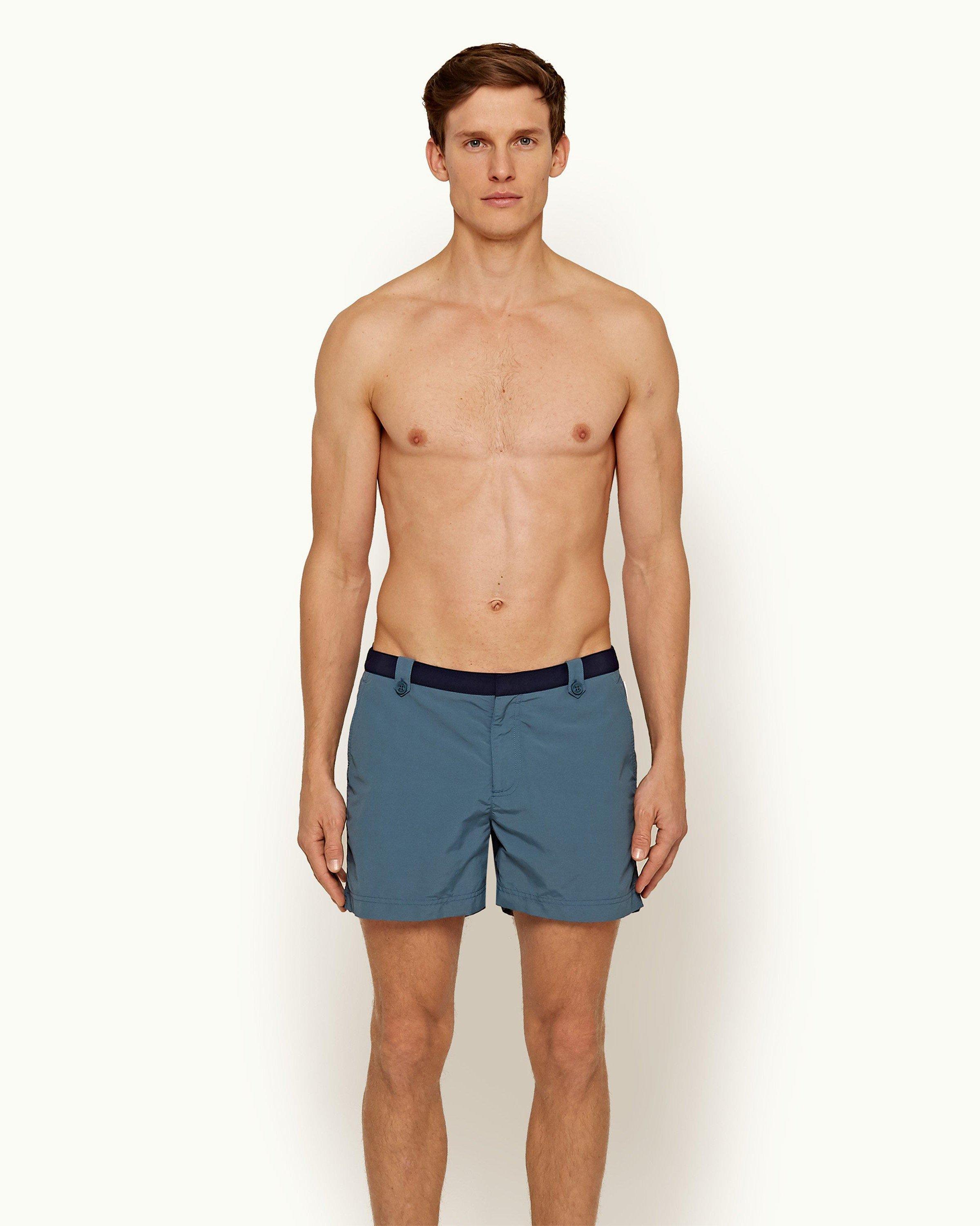 Thunderball Swimshort 007 Navy Cadet Blue Shorter Length Swim Short Orlebar Brown ORLEBAR BROWN