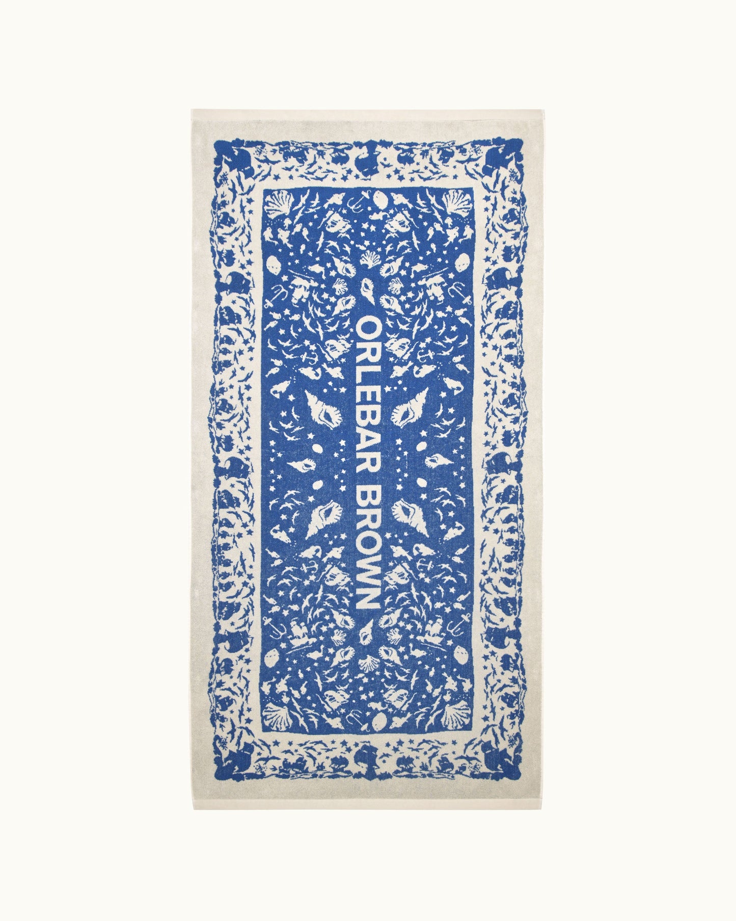Seymour - Ocean Jacquard Cotton Beach Towel in River Blue Front