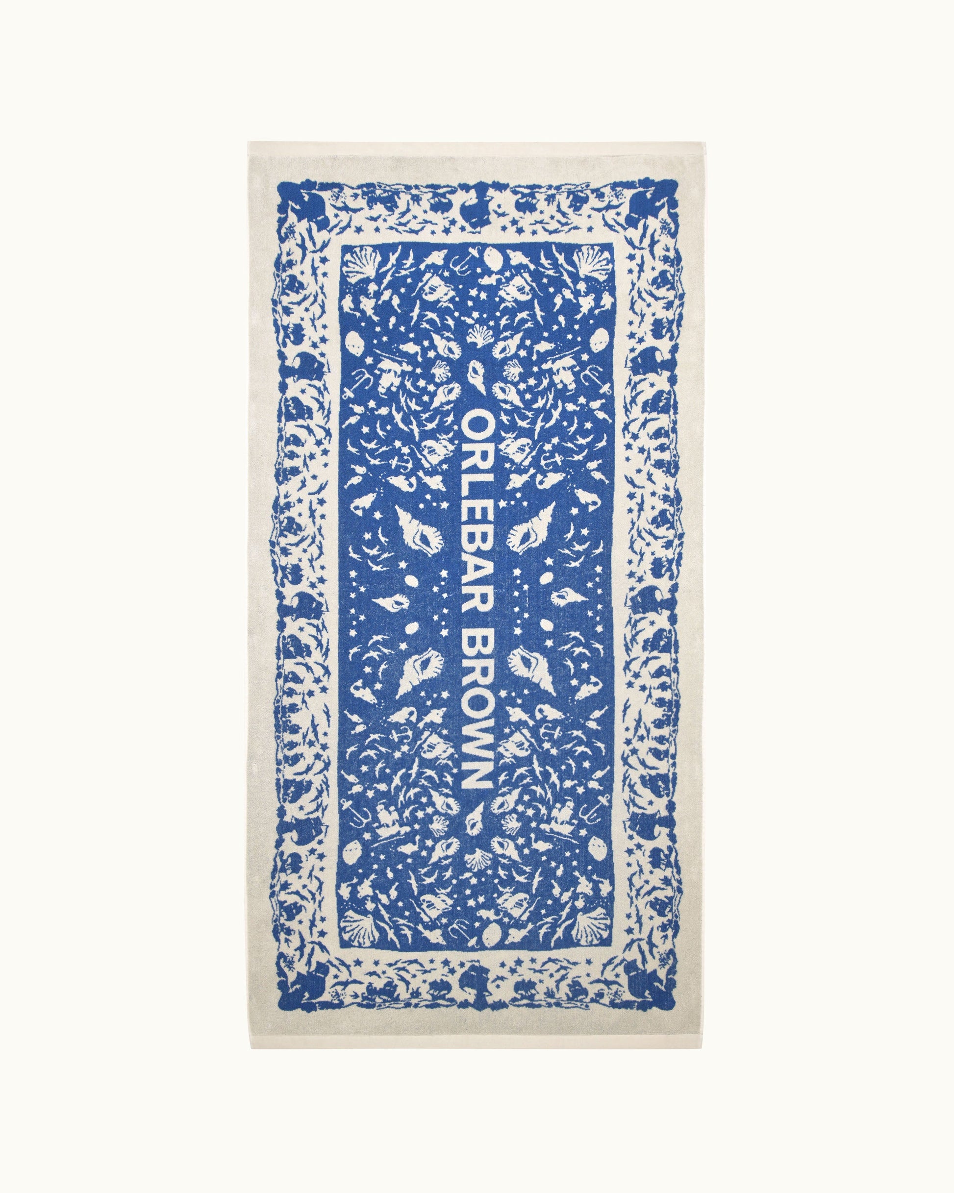 Seymour - Ocean Jacquard Cotton Beach Towel in River Blue Front