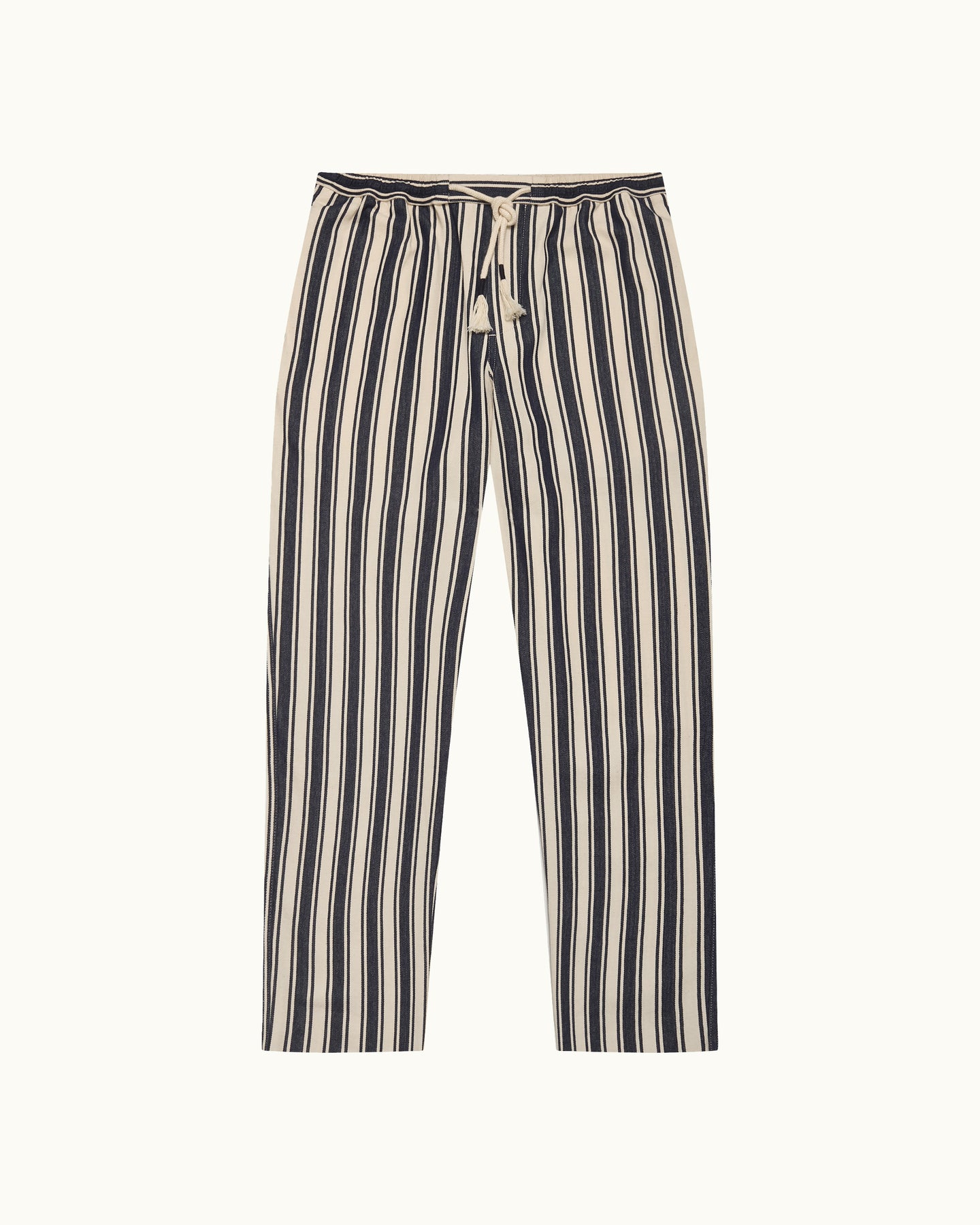 Striped pants with drawstring on a white background