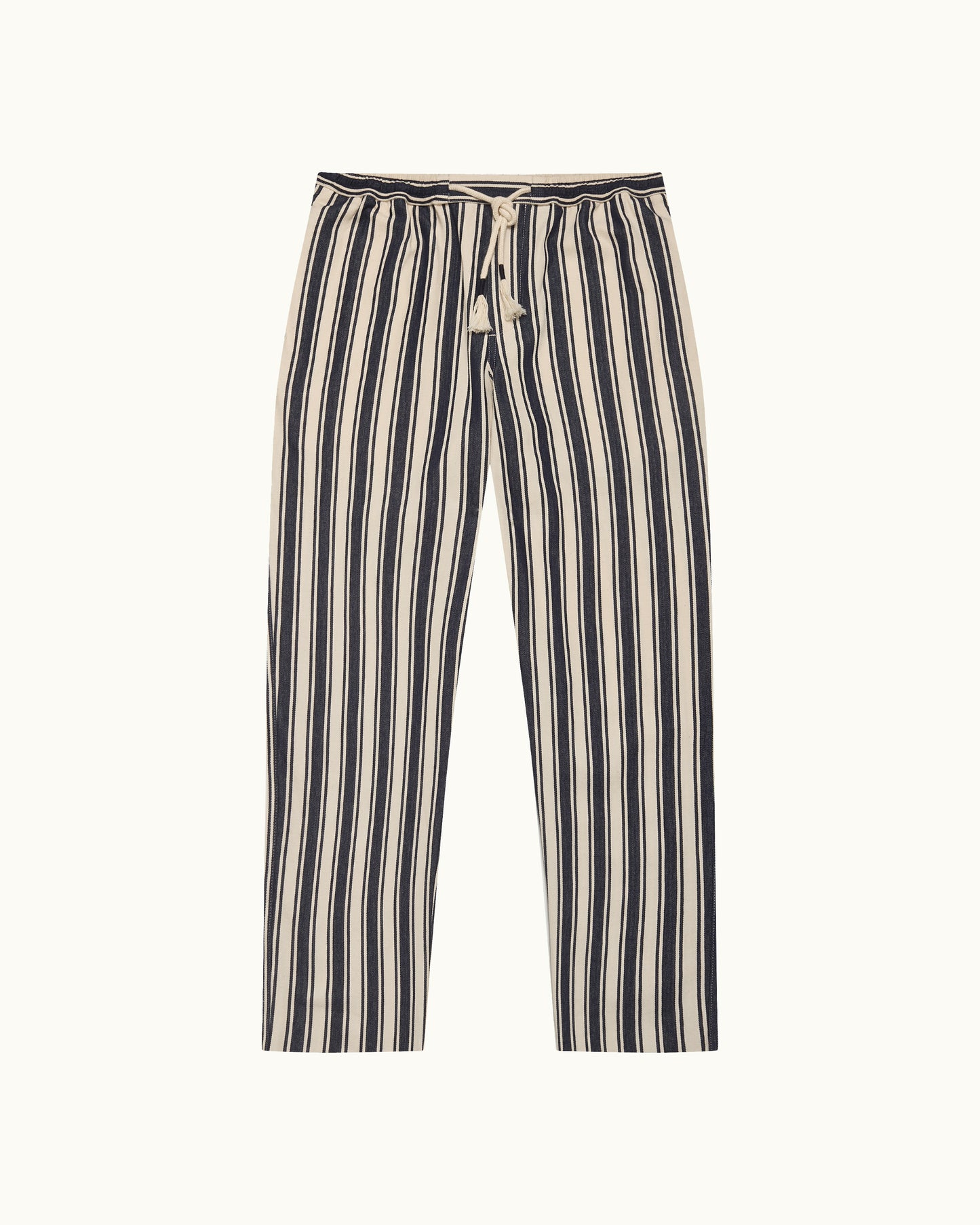 Striped pants with drawstring on a white background