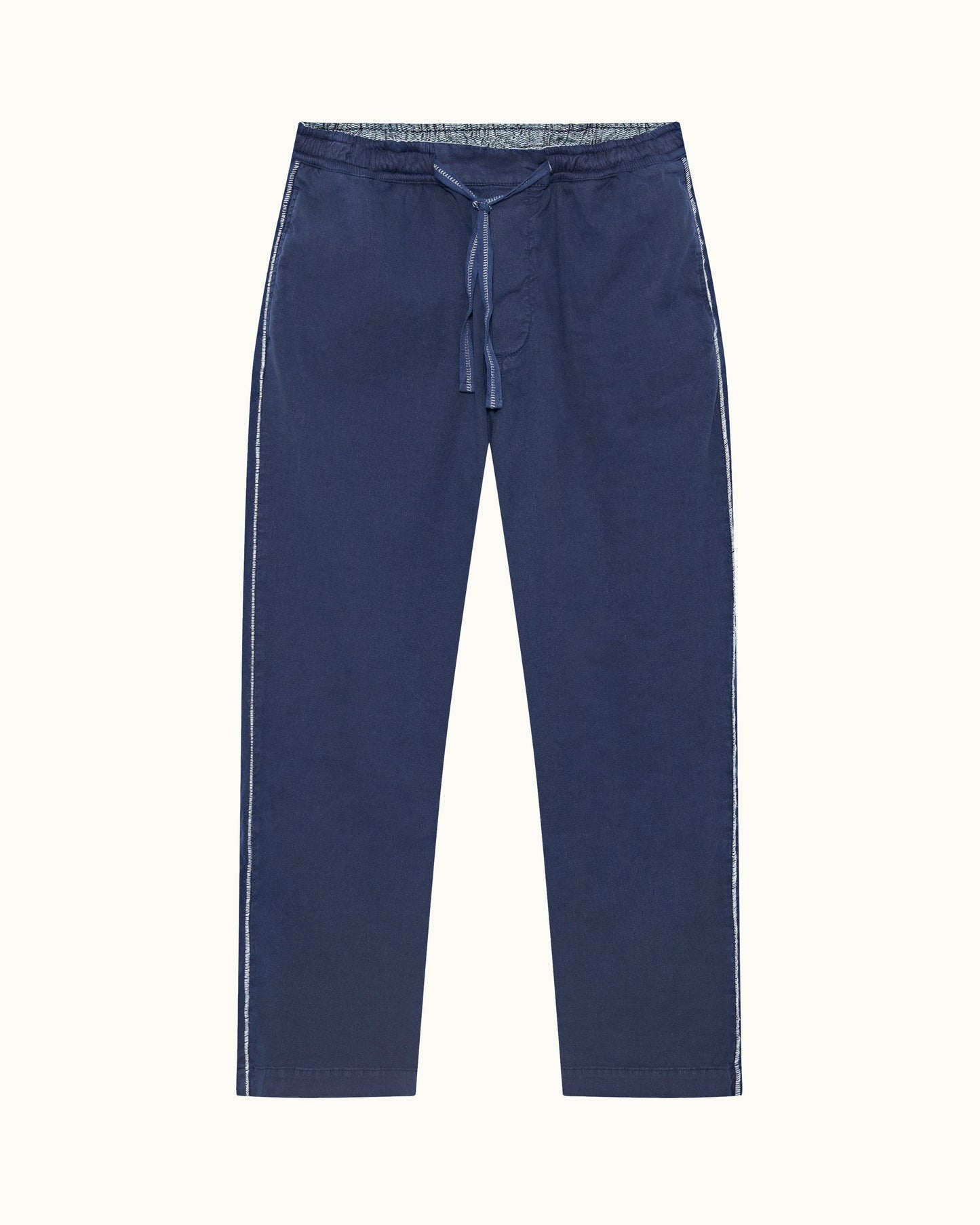 Sonoran - Mens Lagoon Blue Ladder Stitch Relaxed Fit Garment-Dyed Trousers Front View