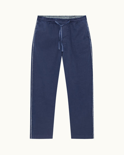 Sonoran - Mens Lagoon Blue Ladder Stitch Relaxed Fit Garment-Dyed Trousers Front View