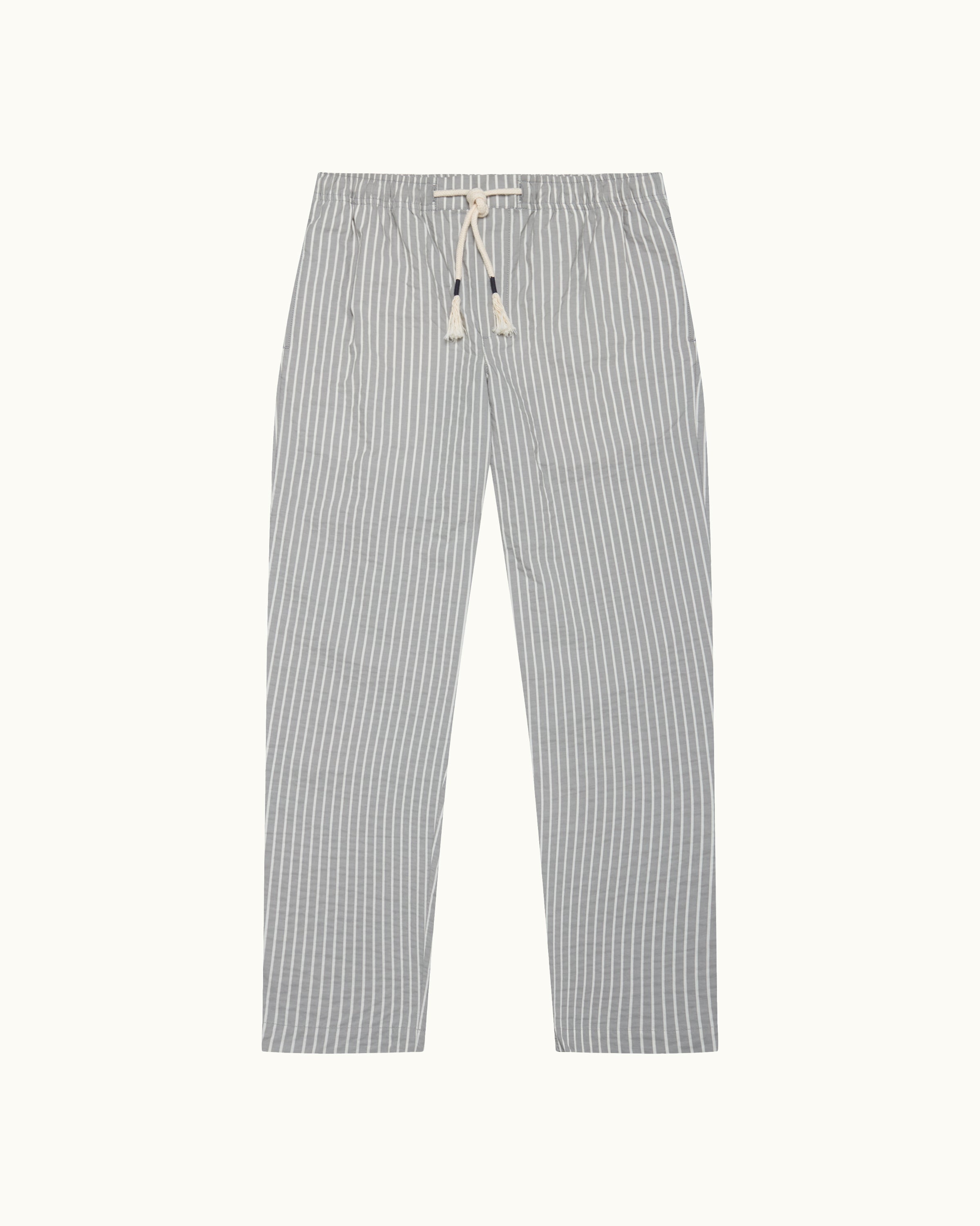 Mens Grey Seersucker Stripe Tailored Trousers | Orlebar Brown