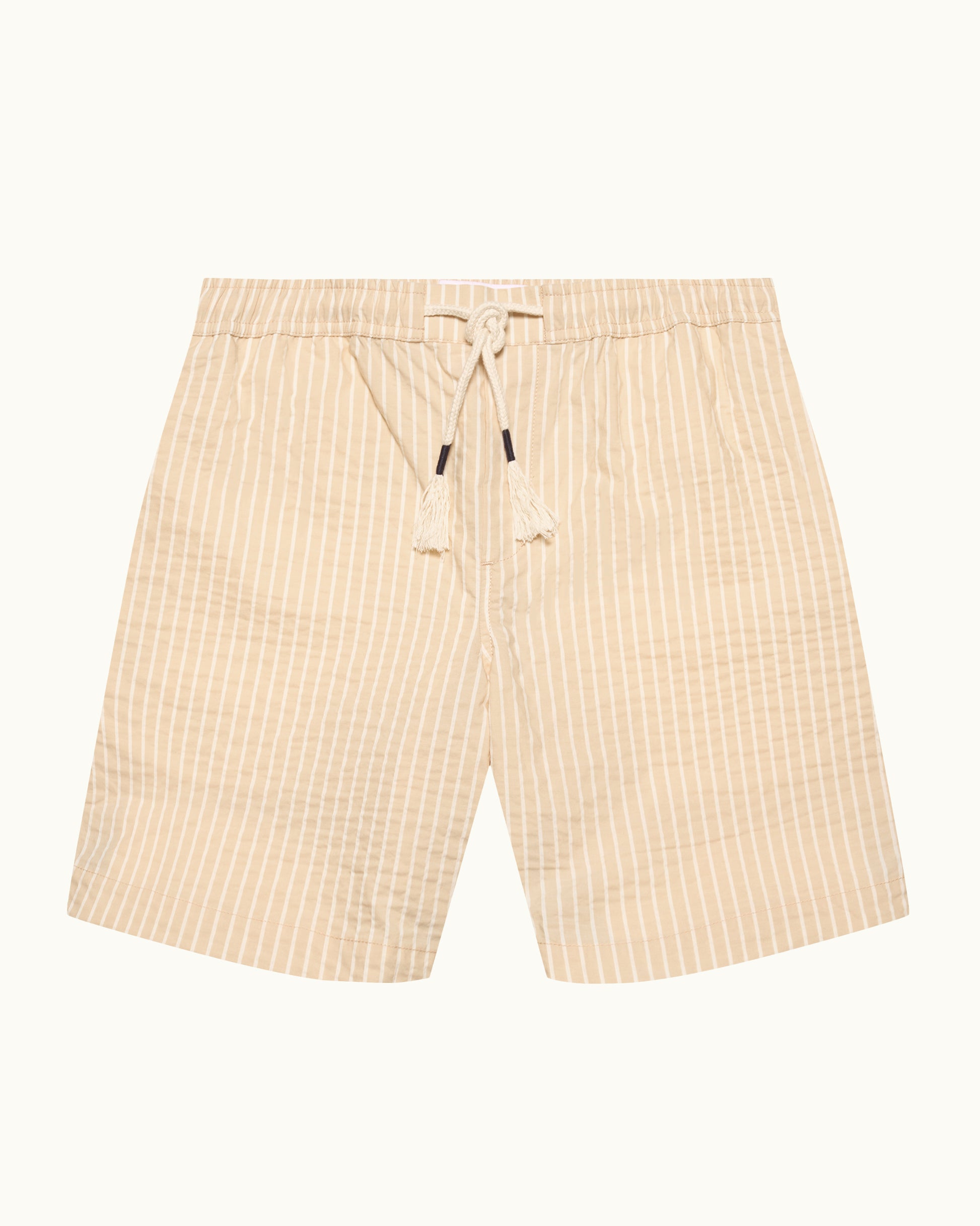 Beige stripe shorts on a white background