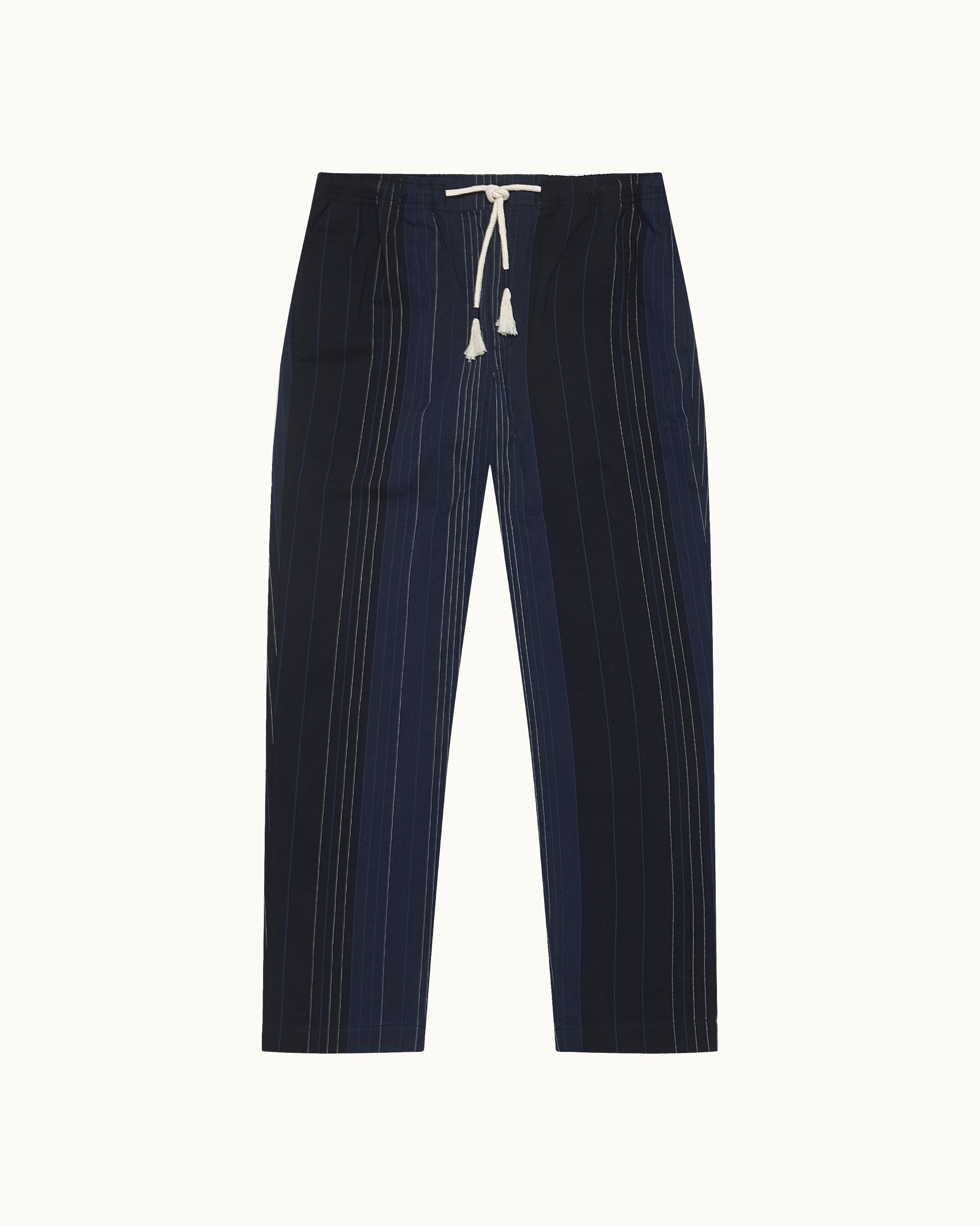 Mens Dark Blue Velo Stripe Tailored Trousers | Orlebar Brown