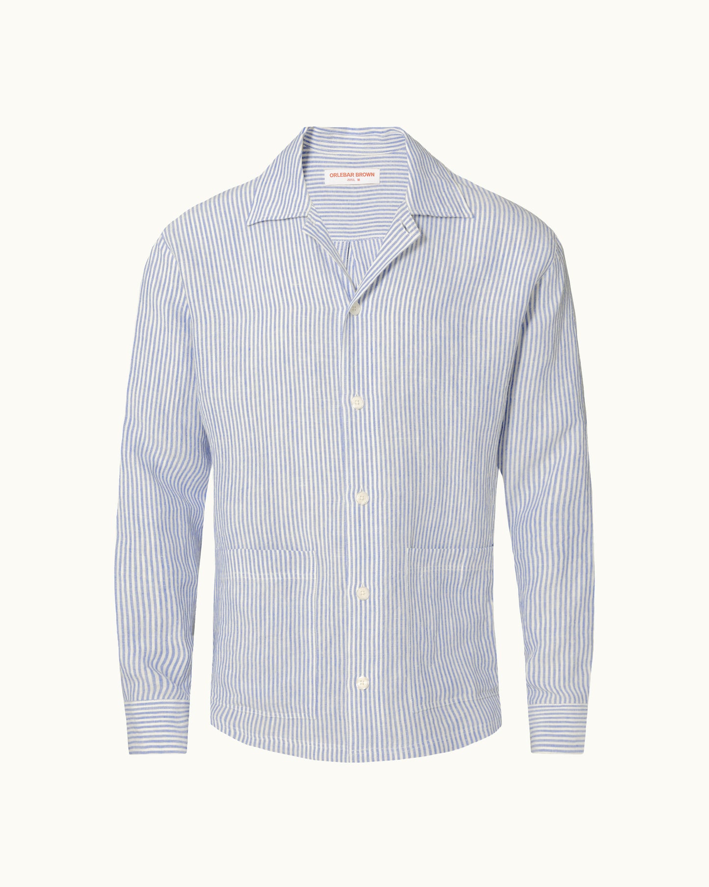 Blue and white striped shirt on a white background