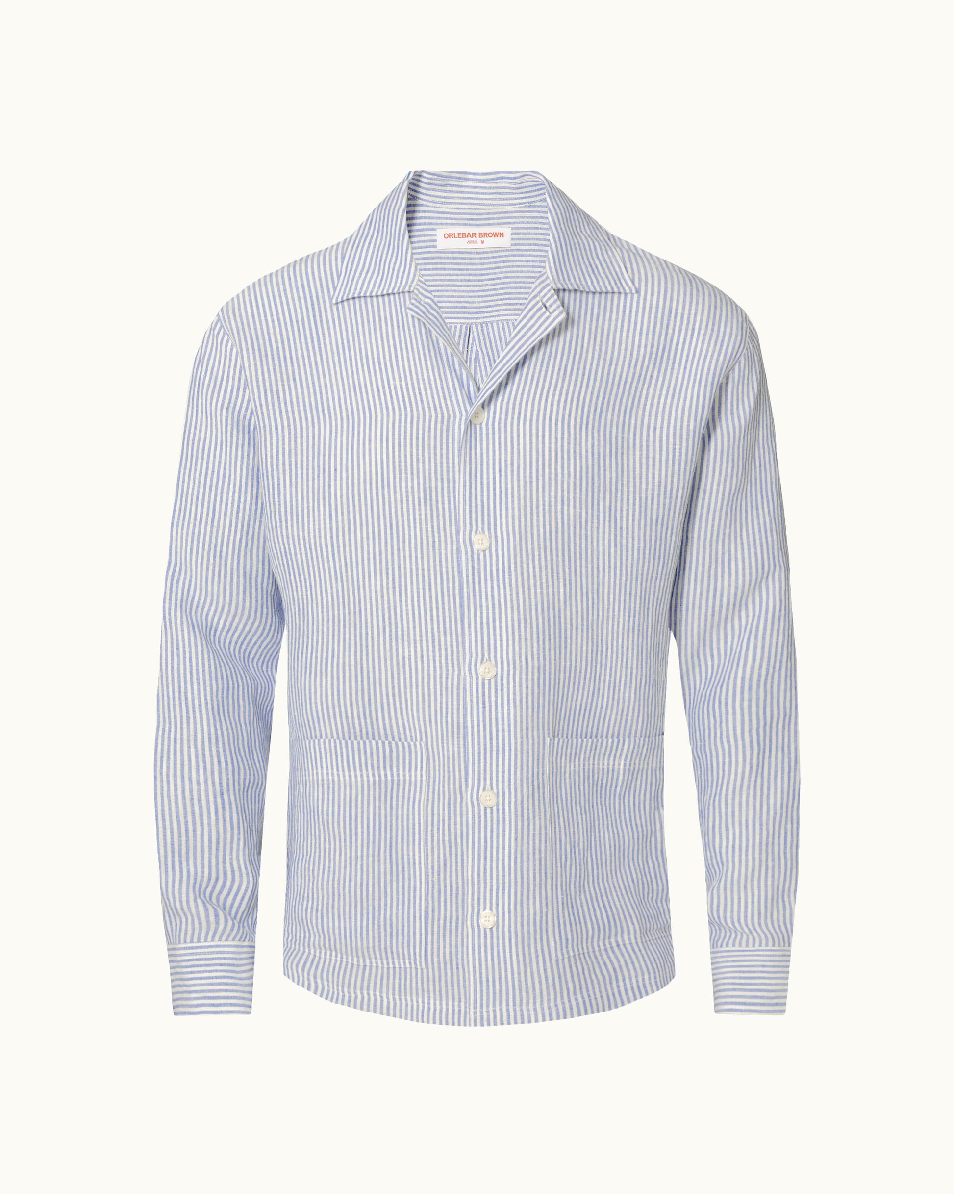 Blue and white striped shirt on a white background