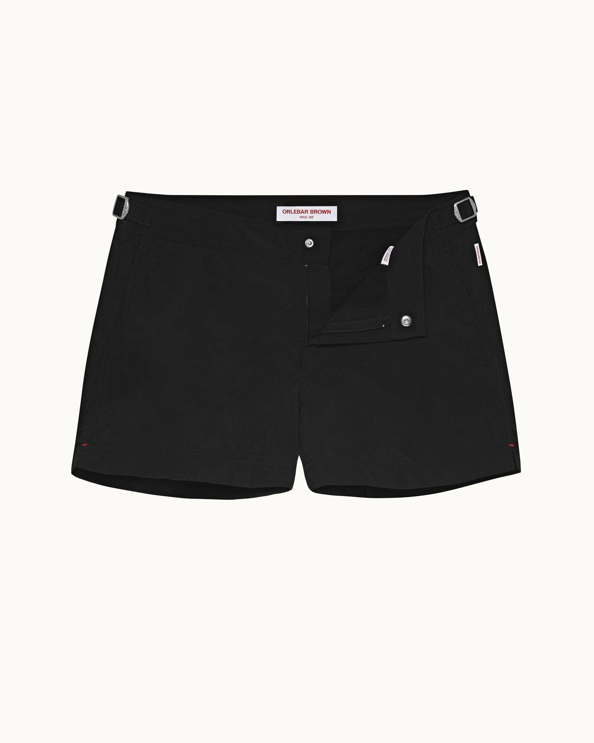 Springer - Mens Black Shortest-Length Swim Shorts Front View