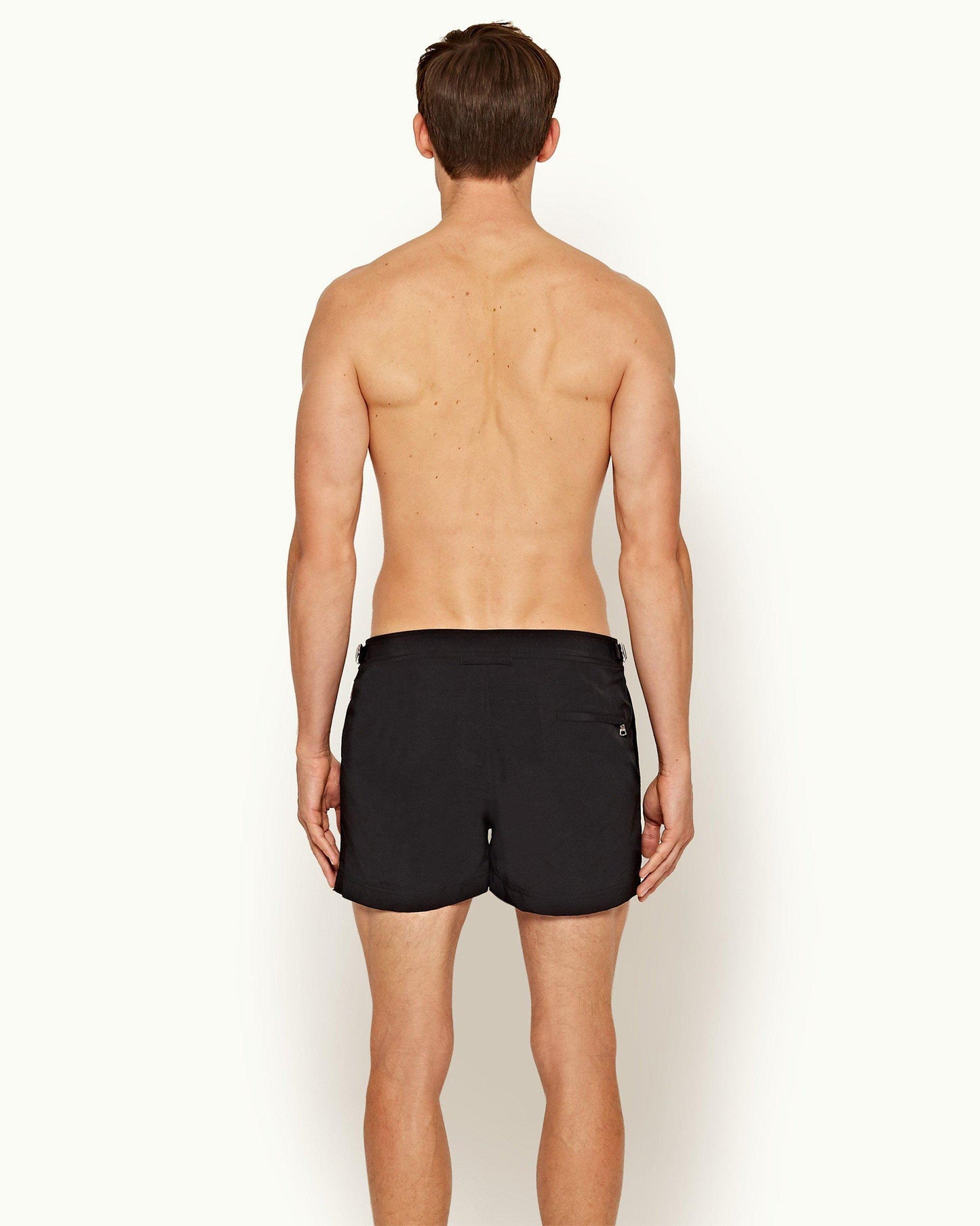 Springer - Mens Black Shortest-Length Swim Shorts Back Model View