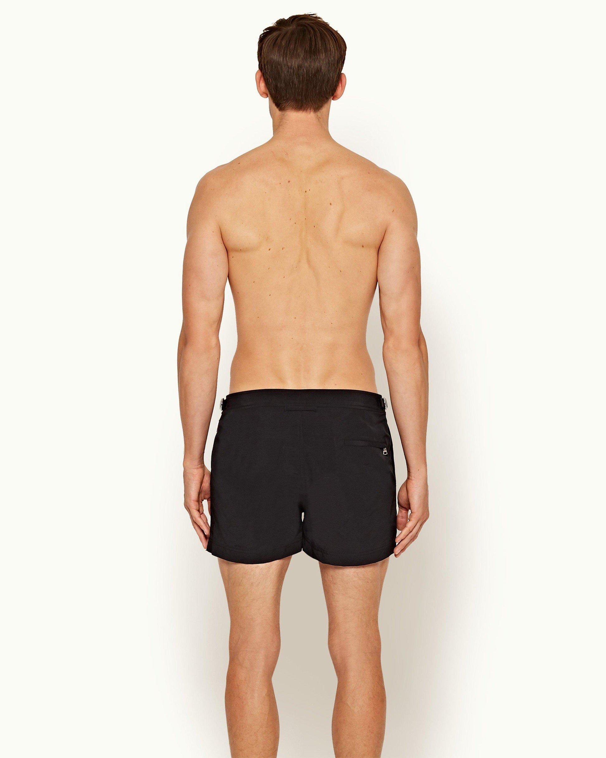 Springer - Mens Black Shortest-Length Swim Shorts Back Model View