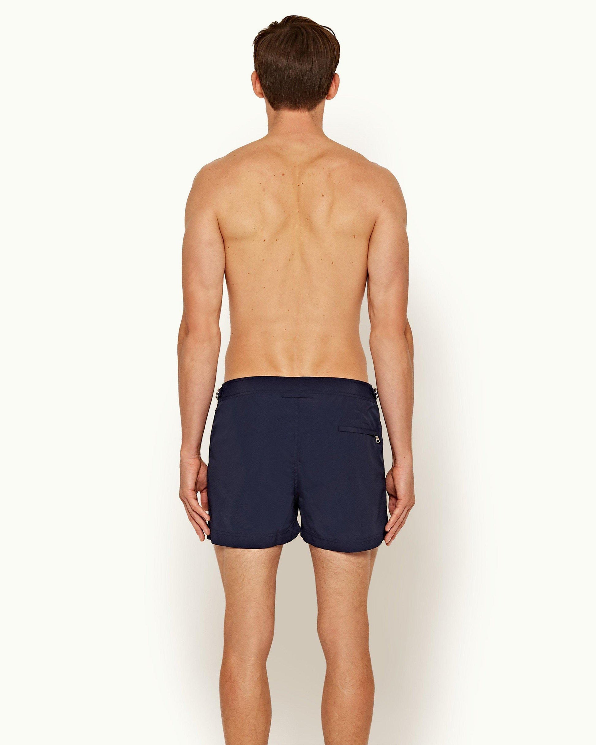 Springer - Mens Navy Shortest-Length Swim Shorts Back Model View