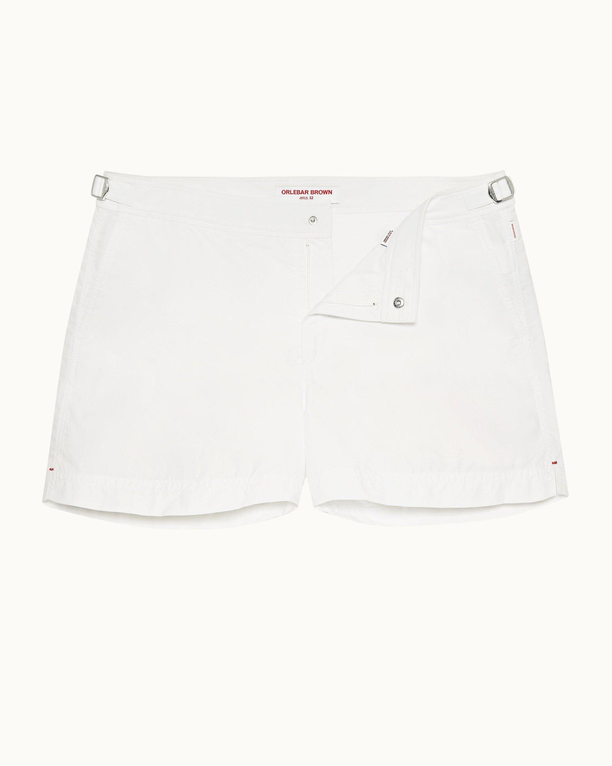 Springer - Mens White Shortest-Length Swim Shorts Front View