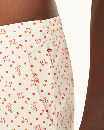 Standard - White Sand Logo Print Mid-Length Drawcord Swim Shorts Detail 2