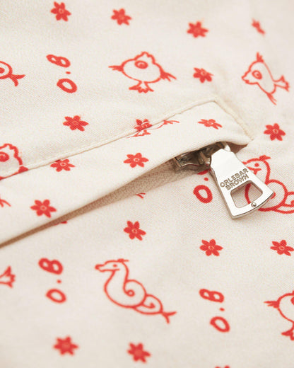 Standard - White Sand Logo Print Mid-Length Drawcord Swim Shorts Detail Zip