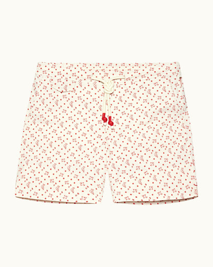 Standard - White Sand Logo Print Mid-Length Drawcord Swim Shorts Front