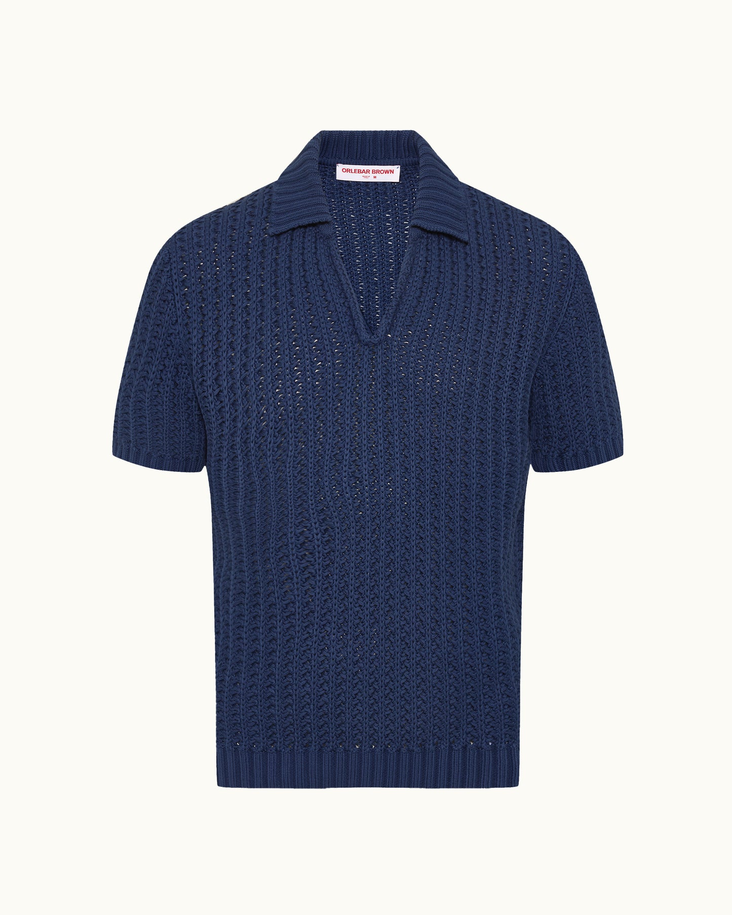 Blue knitted polo shirt on a white background