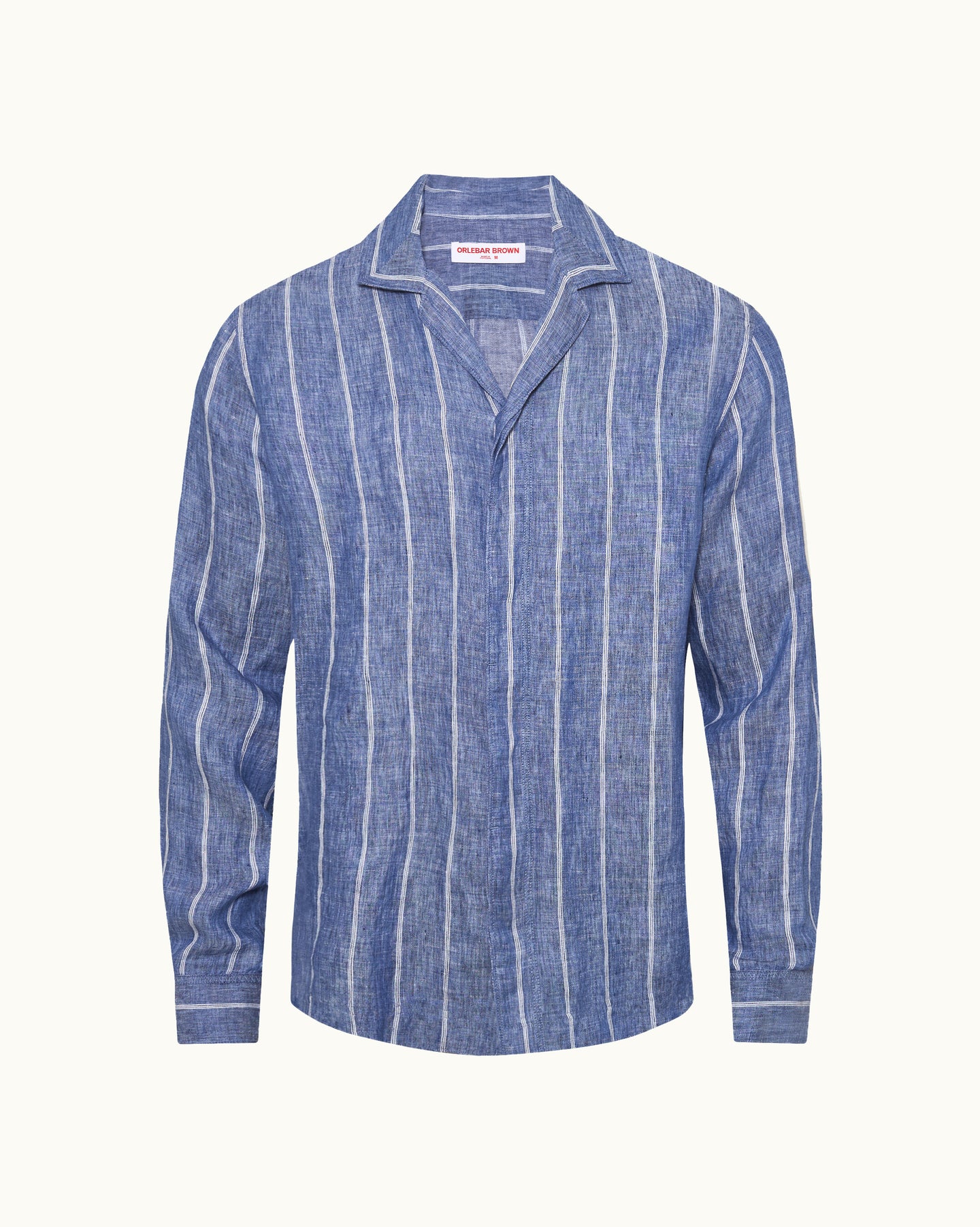 Blue striped shirt on a white background