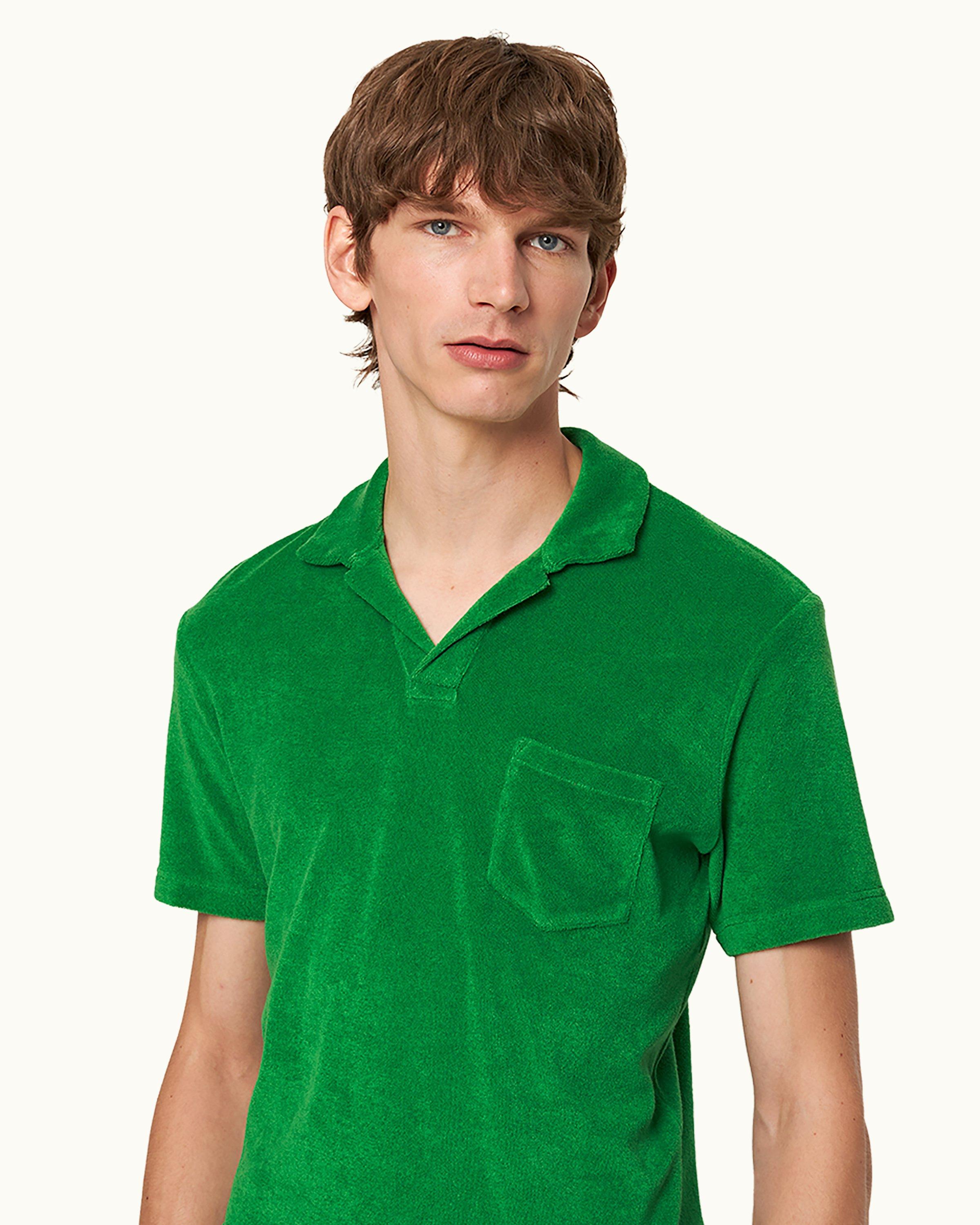 Terry Towelling - Mens Coastal Garden Tailored Fit Organic Cotton Towelling Resort Polo Shirt Detail 1 View