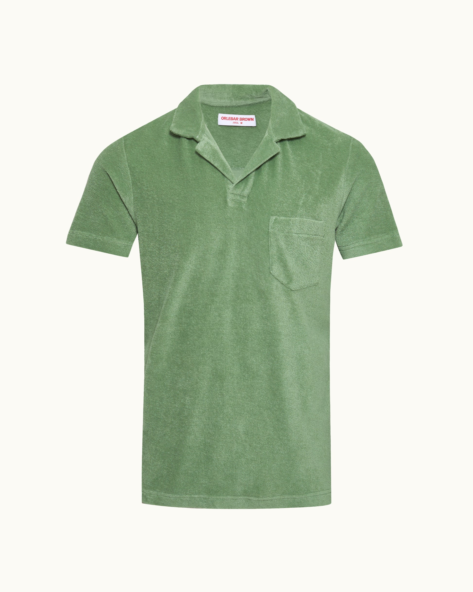 Green polo shirt on a white background