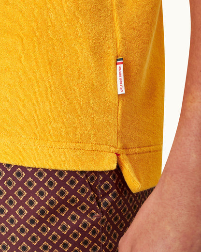 Terry Towelling - Mango Tailored Fit Organic Cotton Towelling Resort Polo Shirt Detail 1