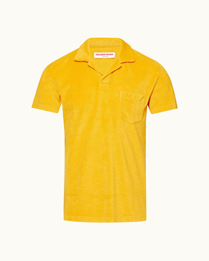 Terry Towelling - Mango Tailored Fit Organic Cotton Towelling Resort Polo Shirt Front