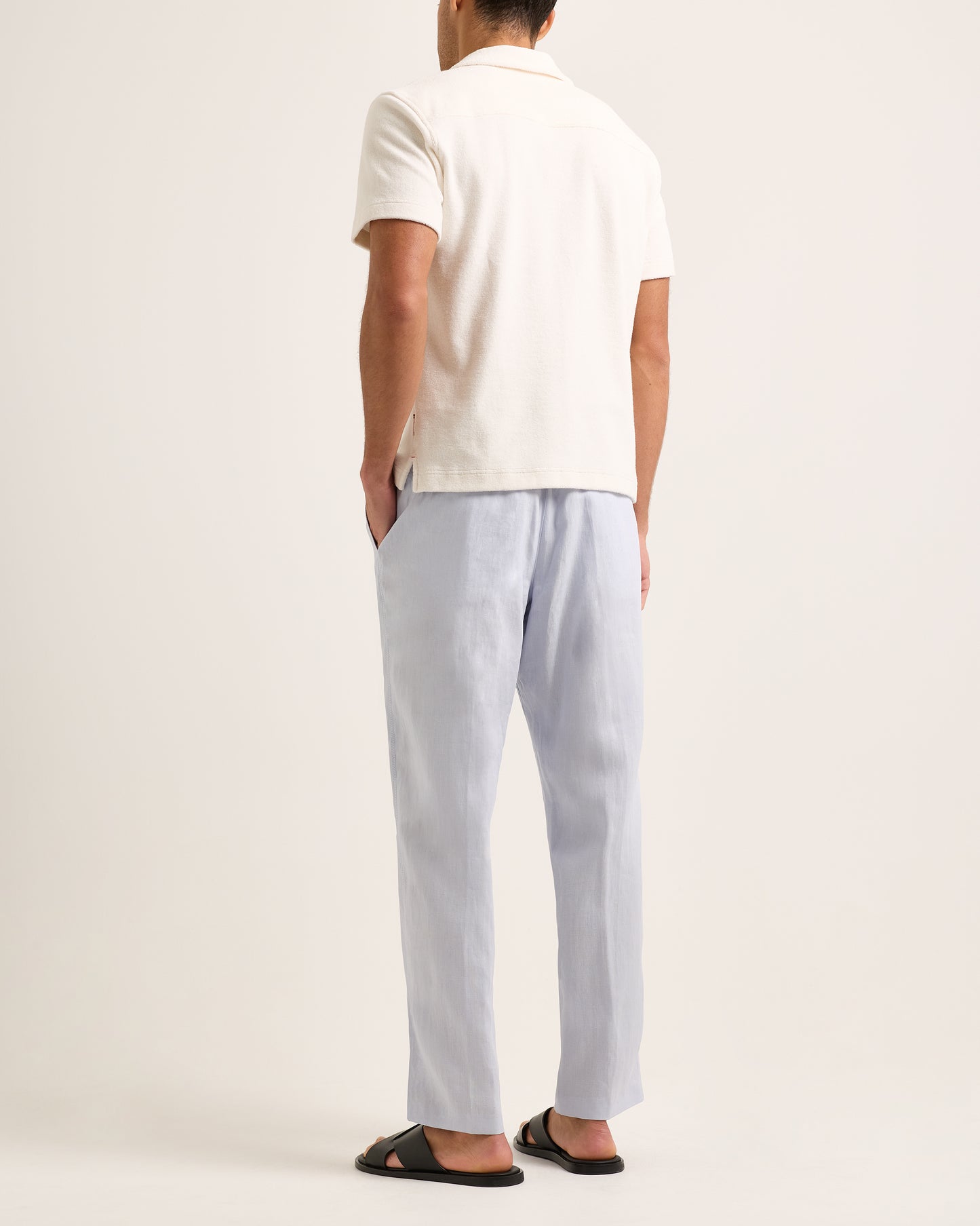 Terry Towelling - Relaxed Fit Cotton Towelling Resort Polo Shirt in Thasos Beach Model Back View