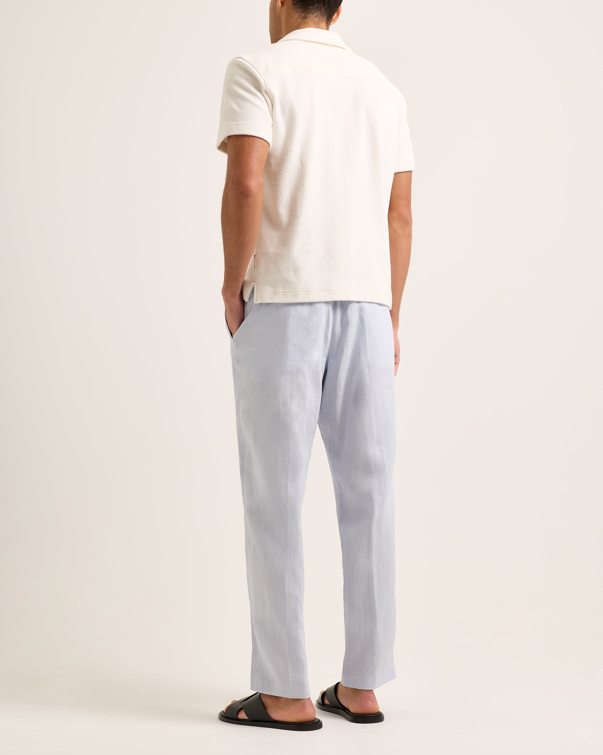 Terry Towelling - Relaxed Fit Cotton Towelling Resort Polo Shirt in Thasos Beach Model Back View
