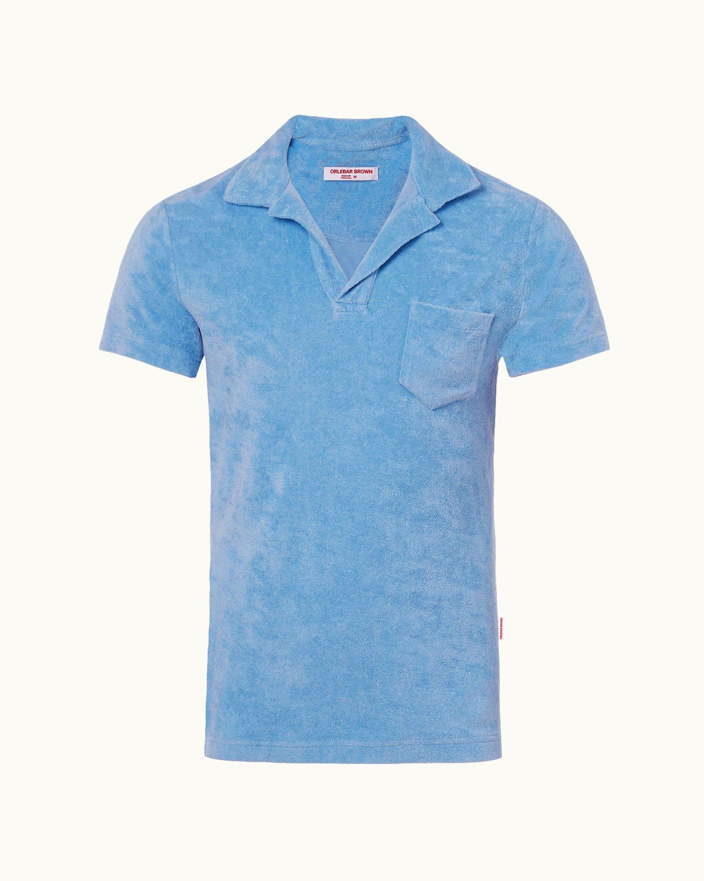 Terry Towelling - Mens Riviera Blue Towelling Resort Polo Shirt Front View