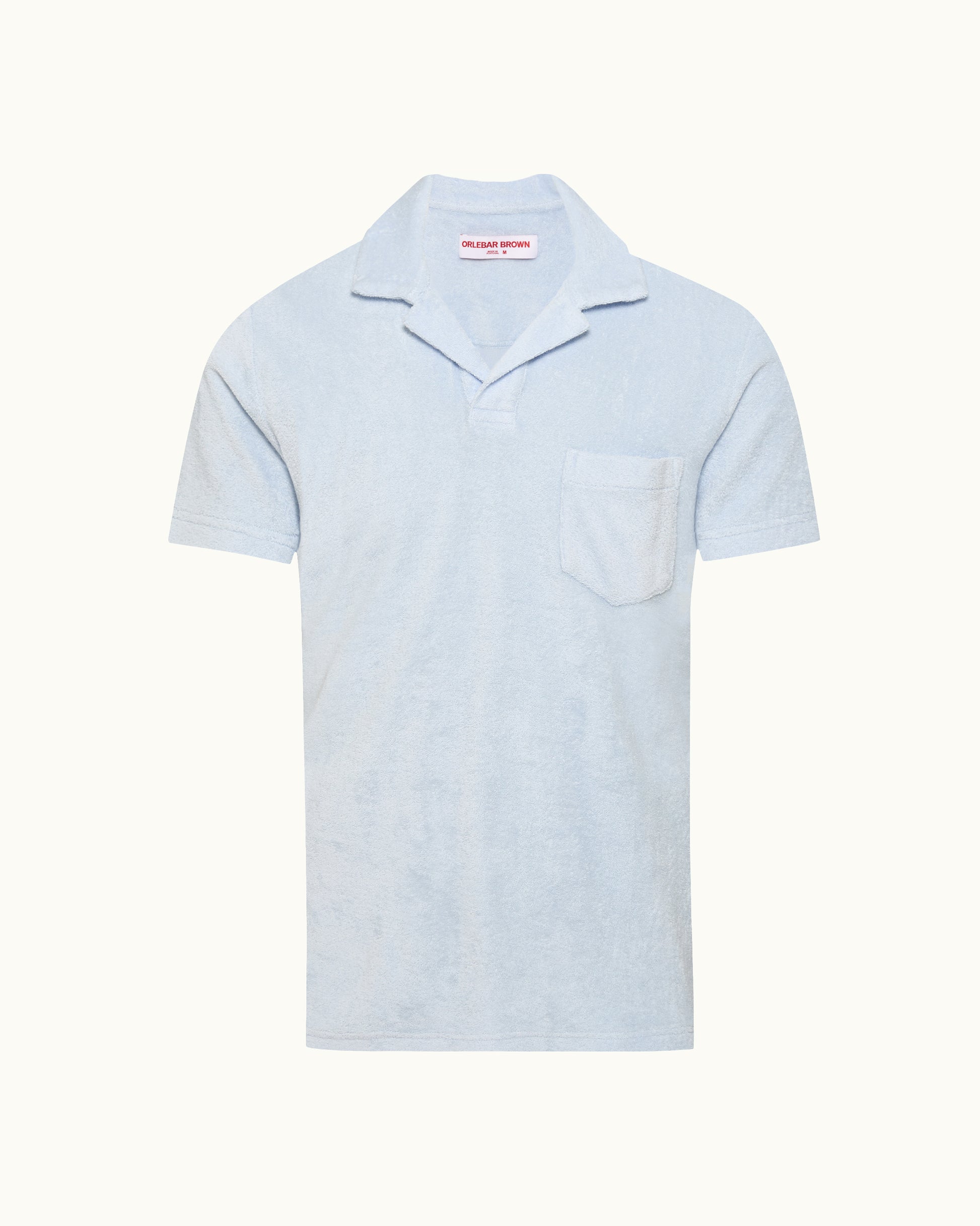 Light blue polo shirt with a collar on a white background