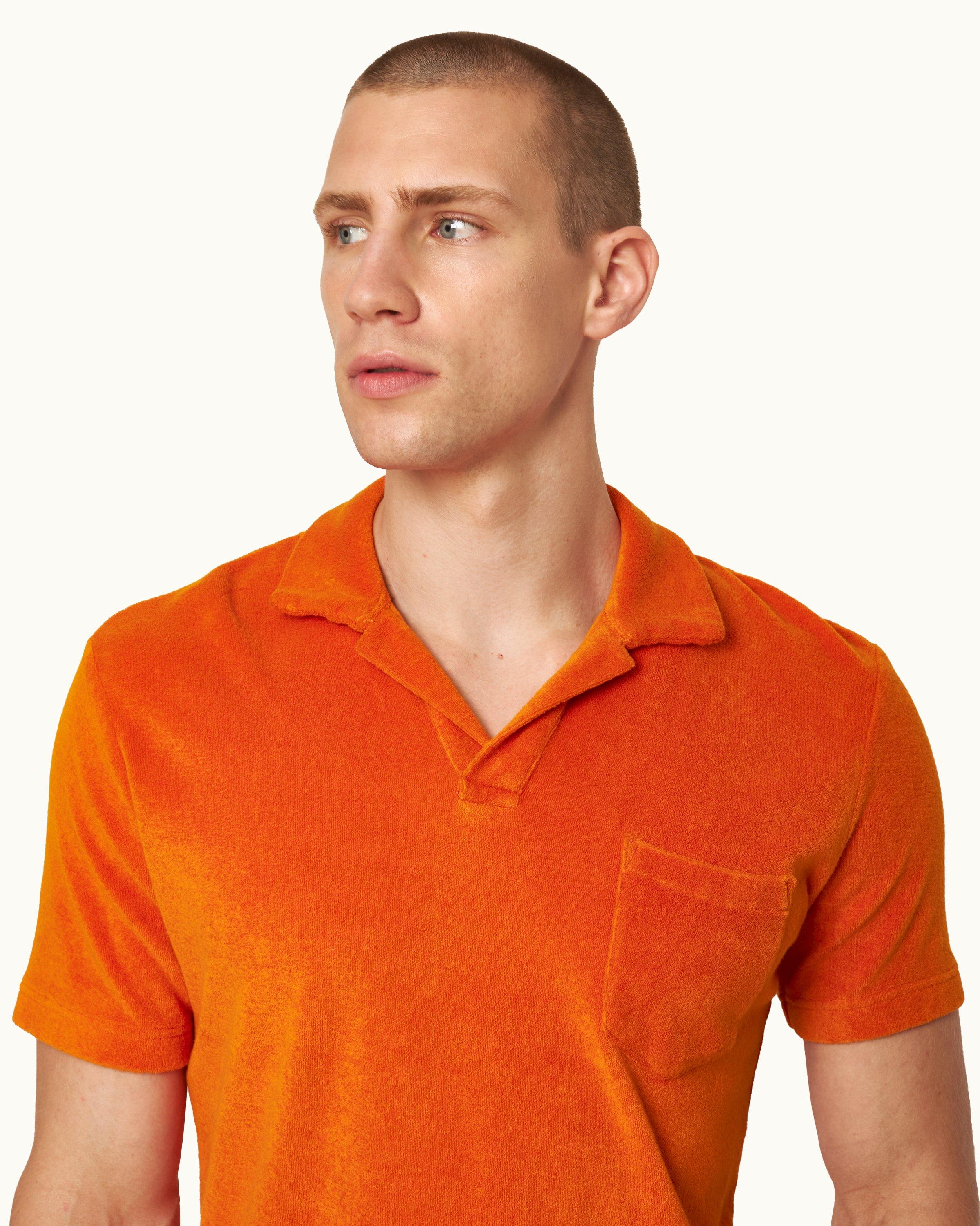 Terry Towelling - Mens Tiger Lily Tailored Fit Organic Cotton Towelling Resort Polo Shirt Detail View