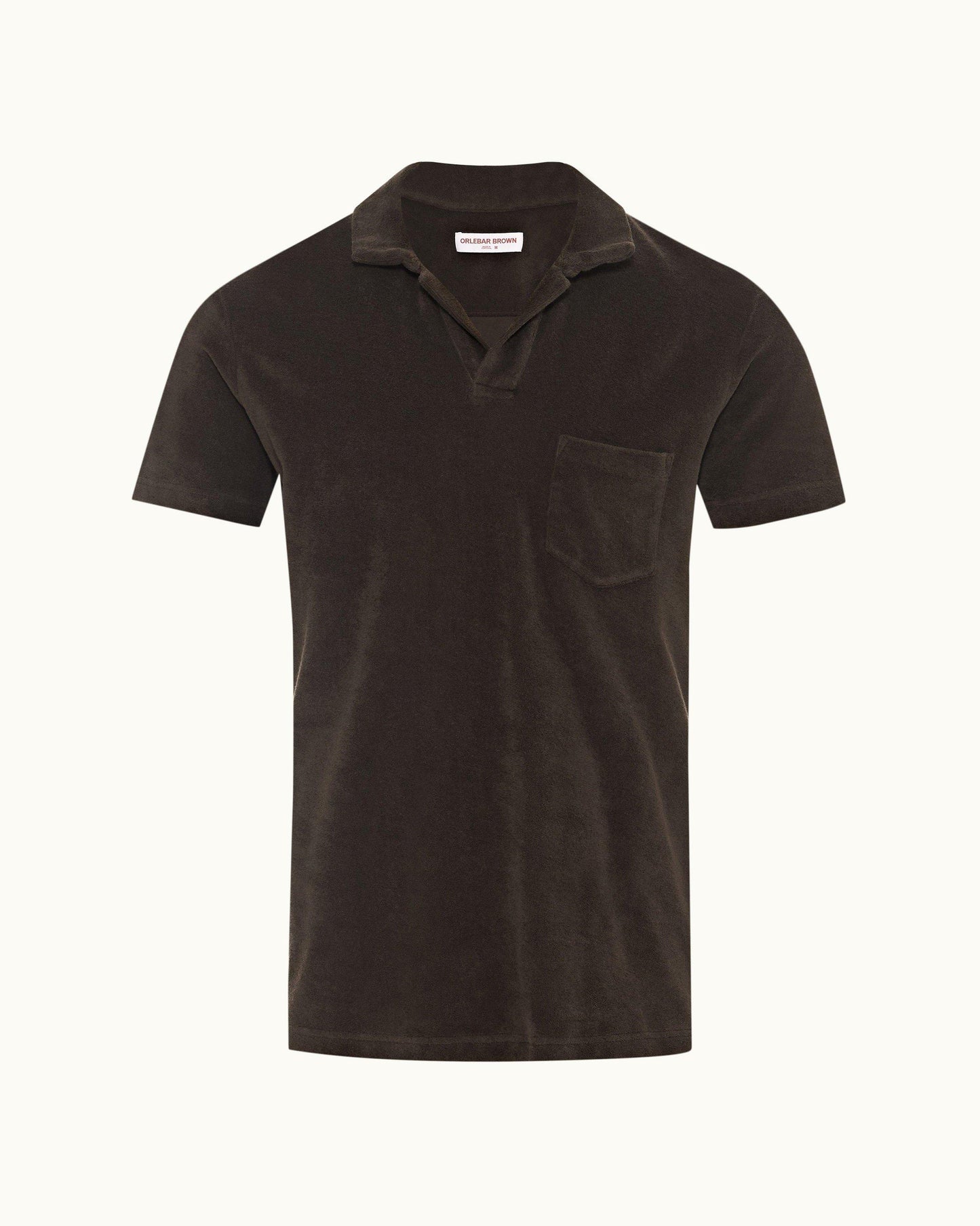 Terry Towelling - Mens Truffle Tailored Fit Resort Towelling Polo Shirt Front View