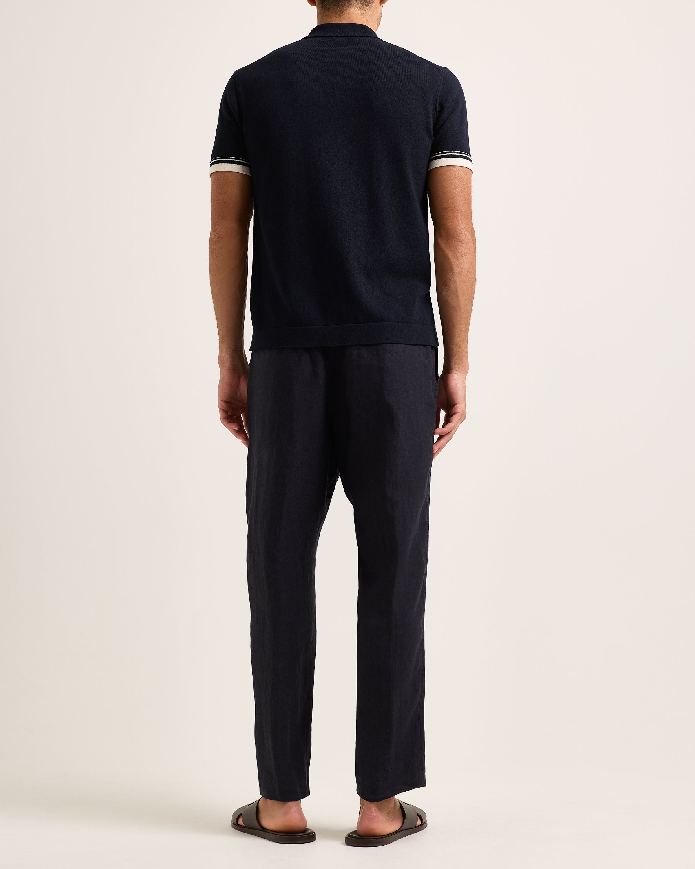 Orlebar Brown | Classic Fit Knitted Shirt in Night Iris And White