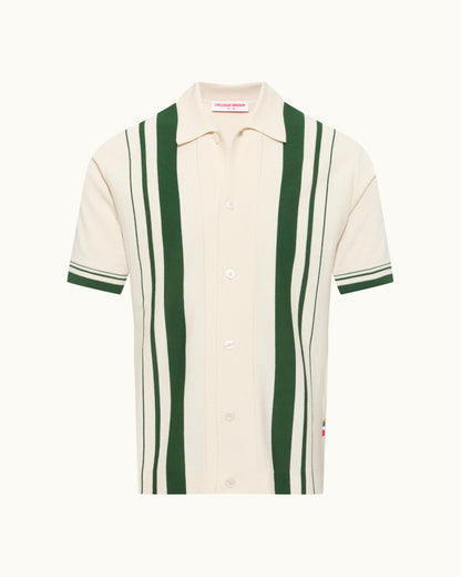 White shirt with green stripes on a white background