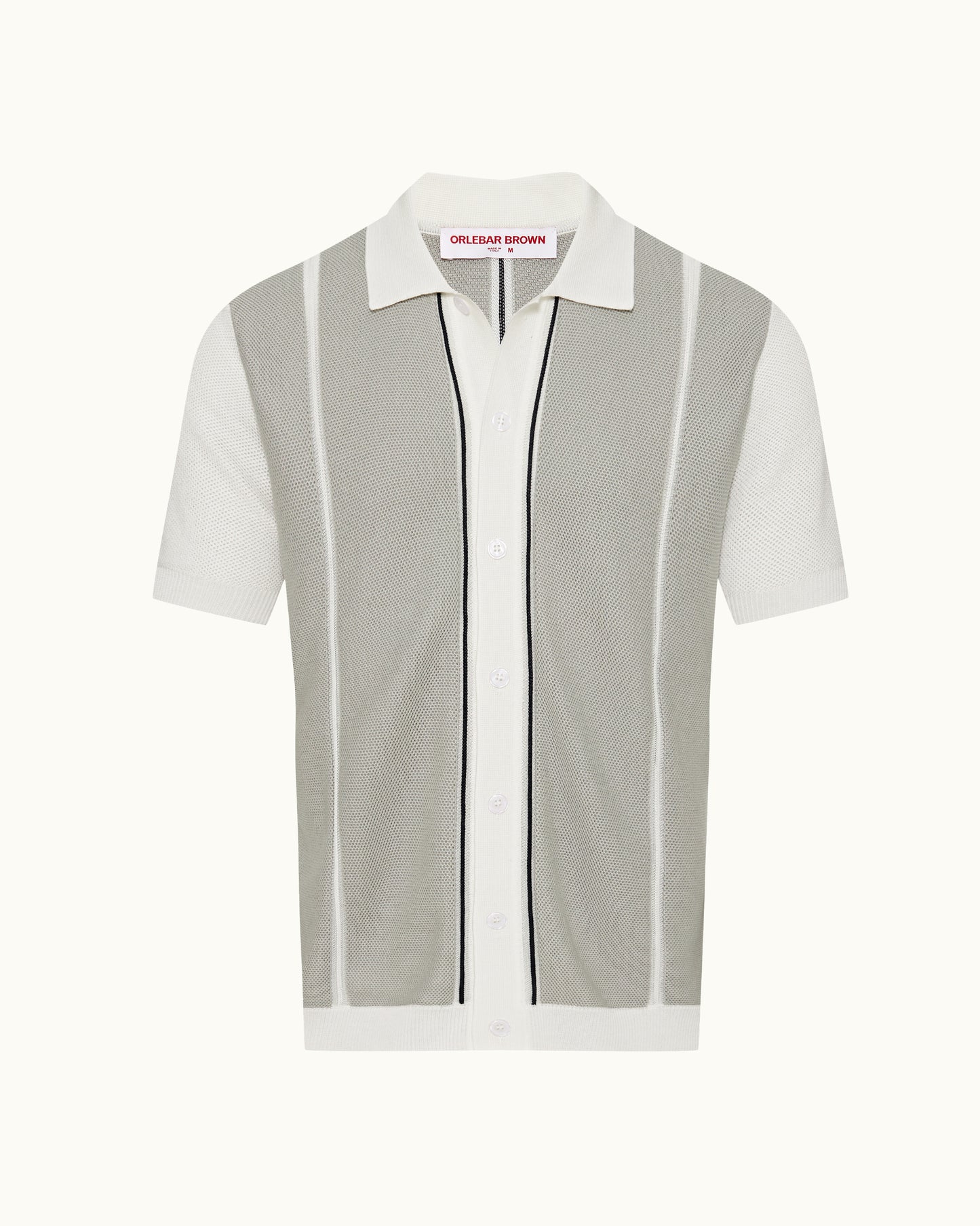 Short-sleeve shirt with vertical stripes on a white background