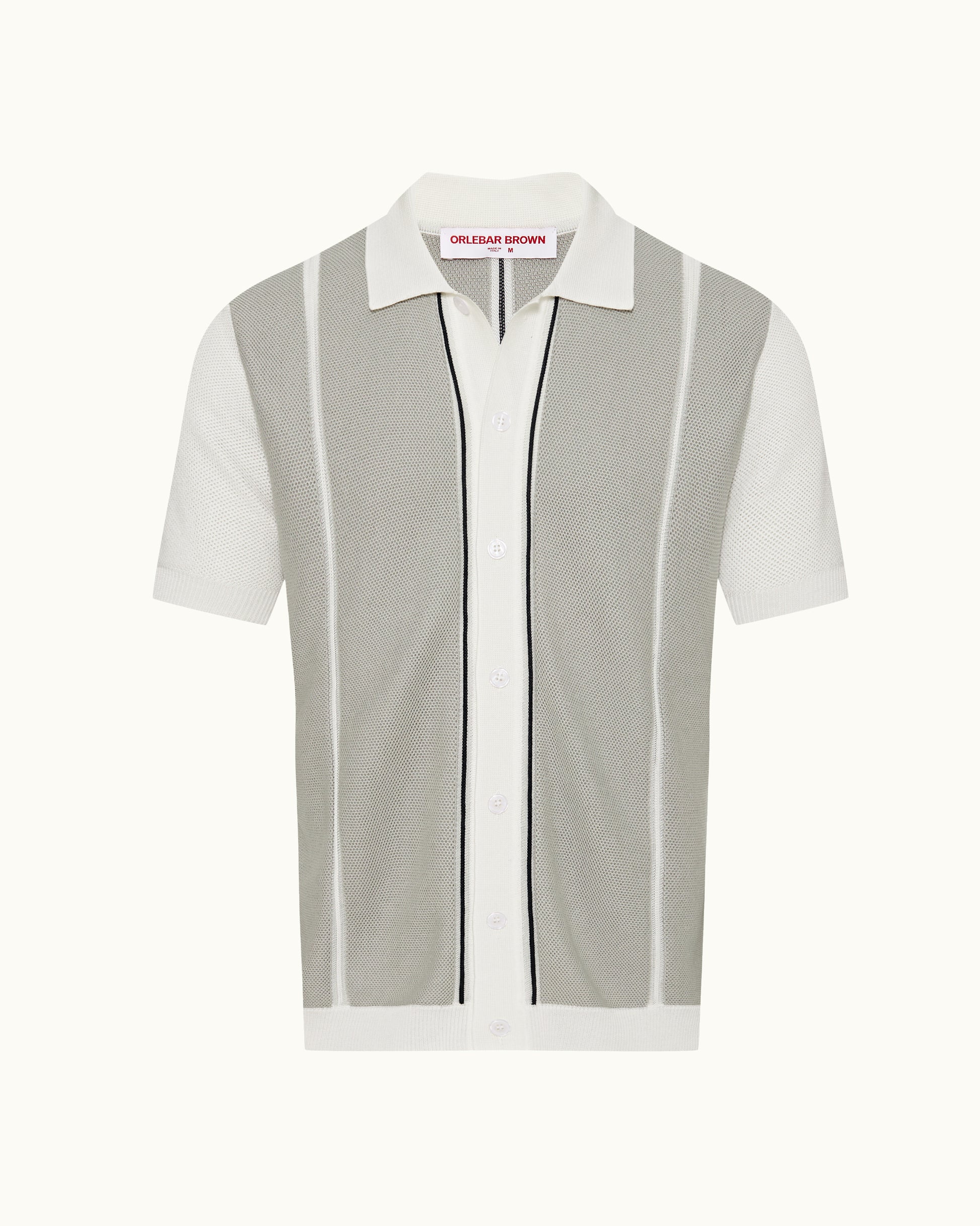 Short-sleeve shirt with vertical stripes on a white background
